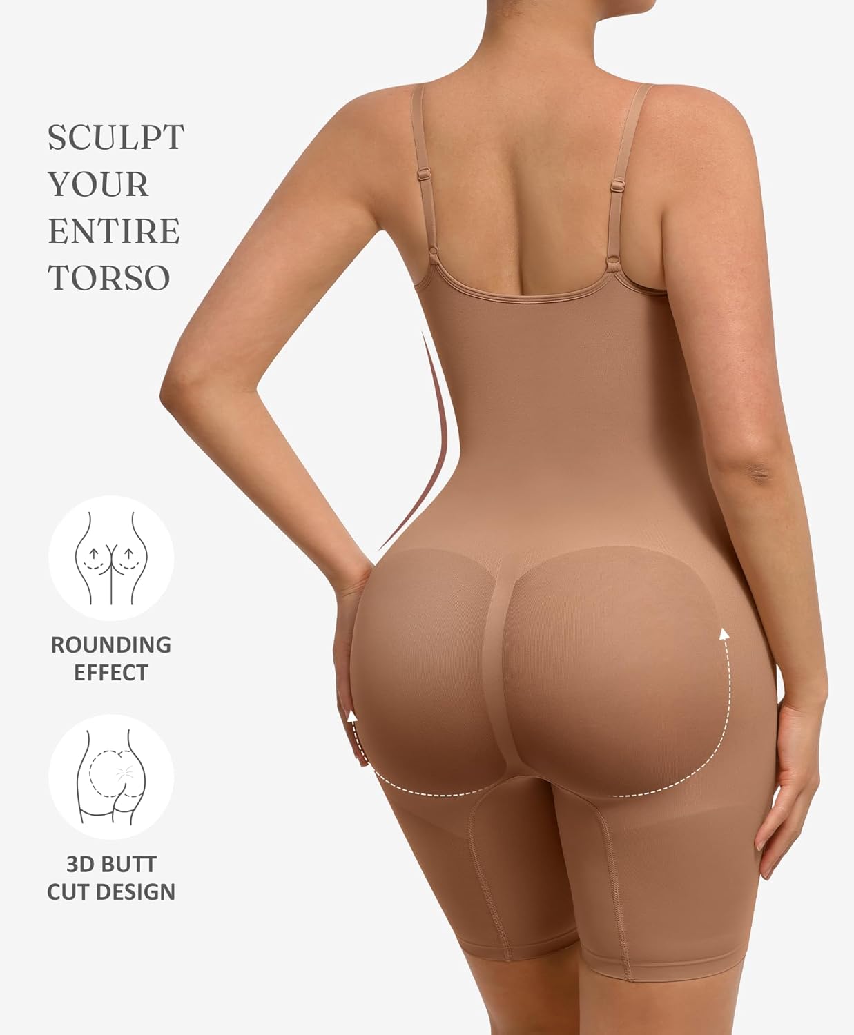 FeelinGirl Shapewear Bodysuit Tummy Control Seamless Sculpting Hip Enhancer Body Shaper for Women