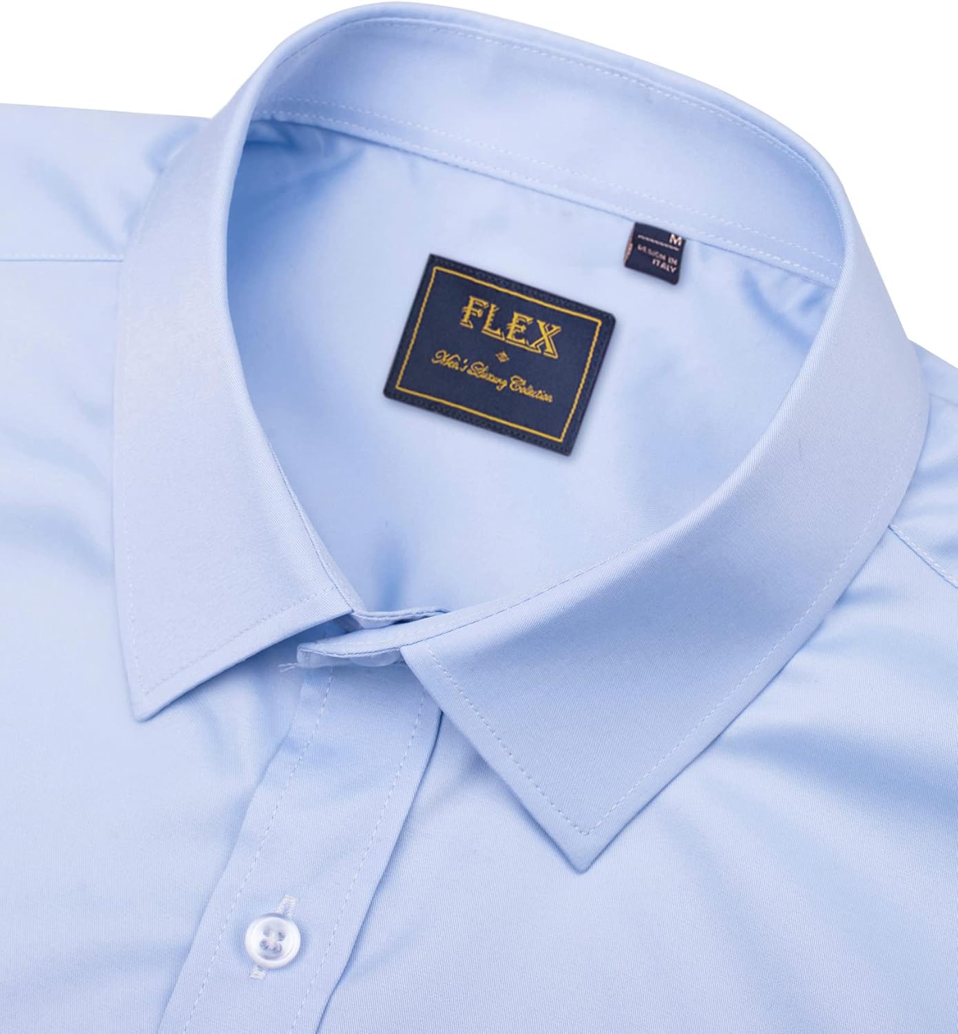 Alimens & Gentle Men's Dress Shirts Long Sleeve Wrinkle-Free Stretch Shirts Solid Formal Button Down Shirt with Pocket