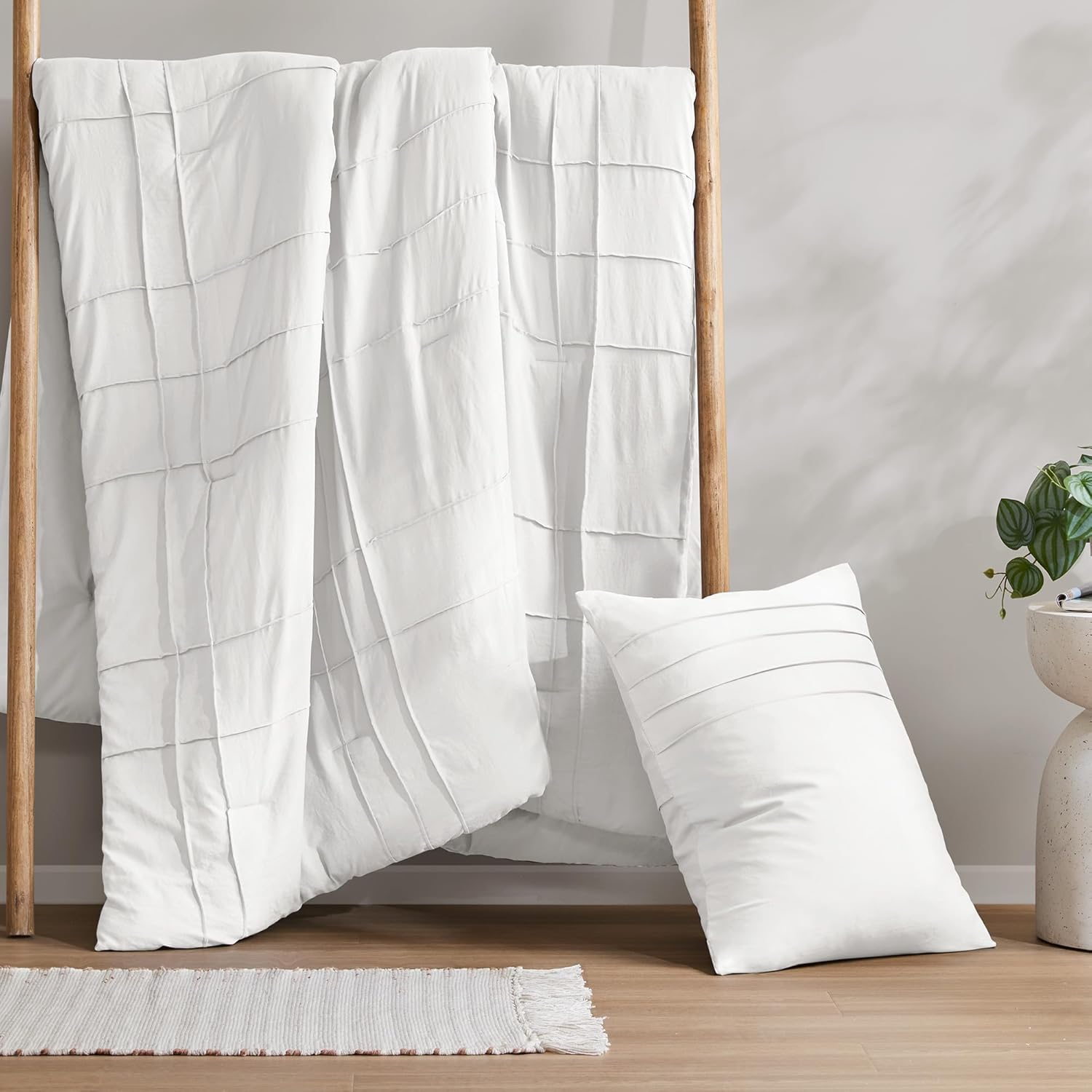 🔥8-Pack Only $26.78🔥3 Piece Pintuck Pleated Comfort Spaces Sage All Season Lightweight Comforter Set