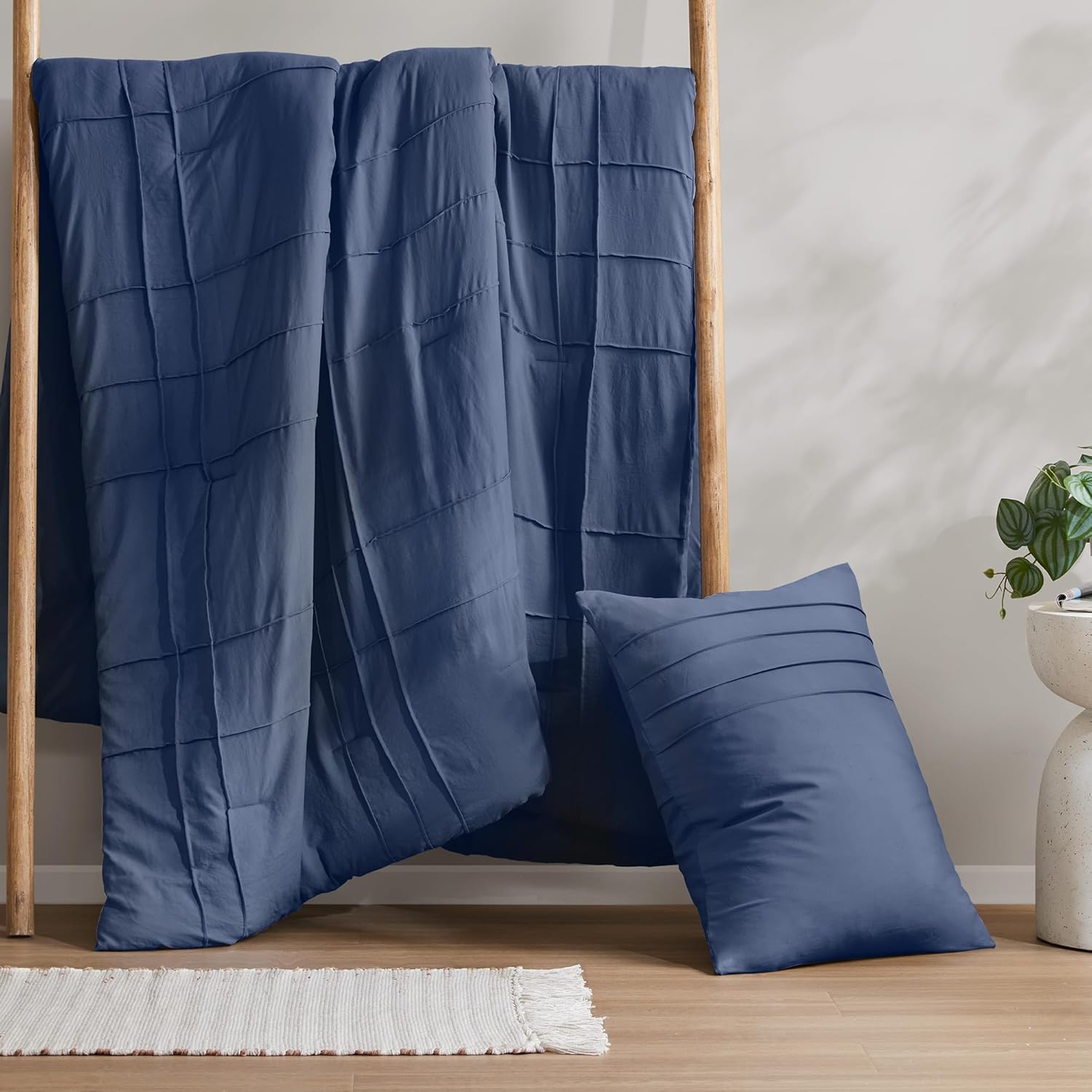 🔥8-Pack Only $26.78🔥3 Piece Pintuck Pleated Comfort Spaces Sage All Season Lightweight Comforter Set