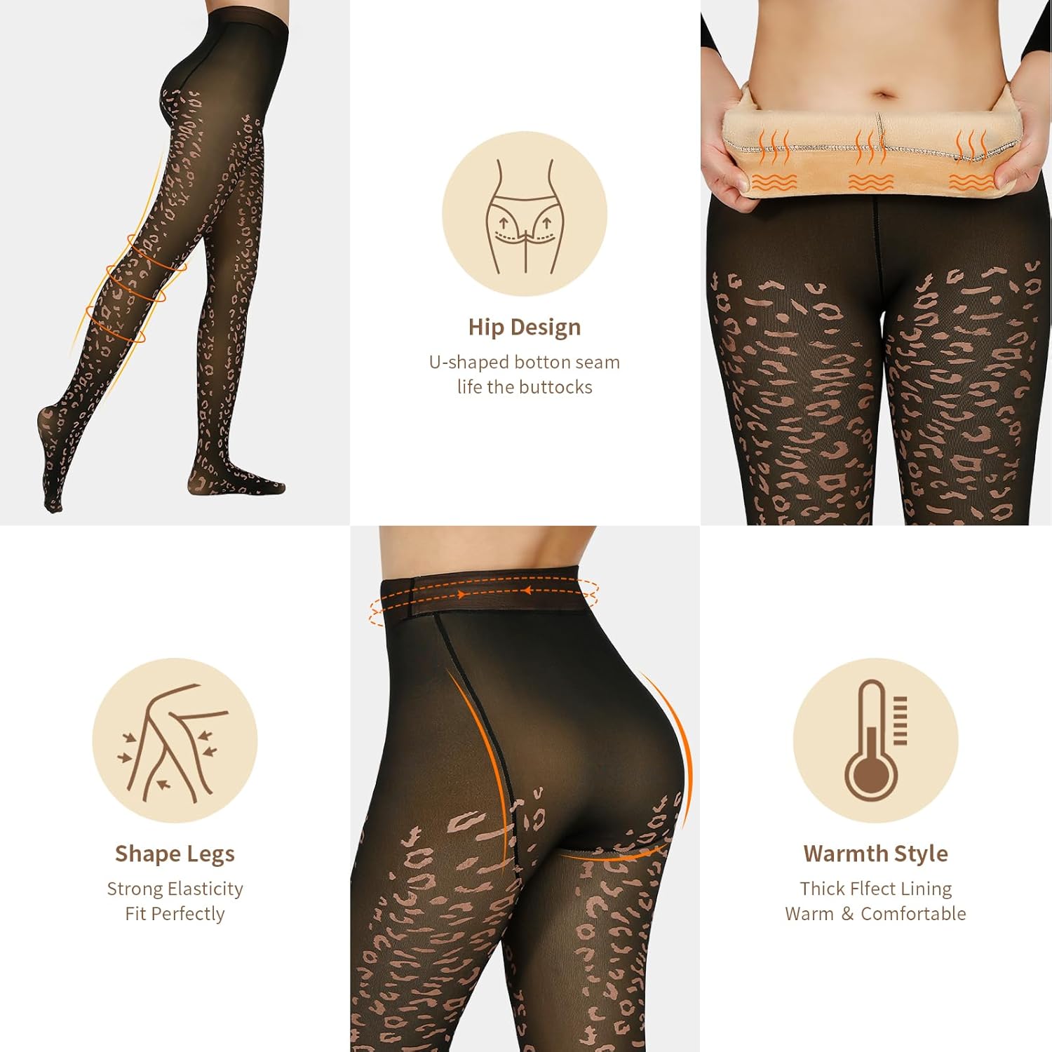 Fleece Lined Tights Sheer Women - Fake Translucent Warm Pantyhose Leggings Sheer Thick Tights for Winter
