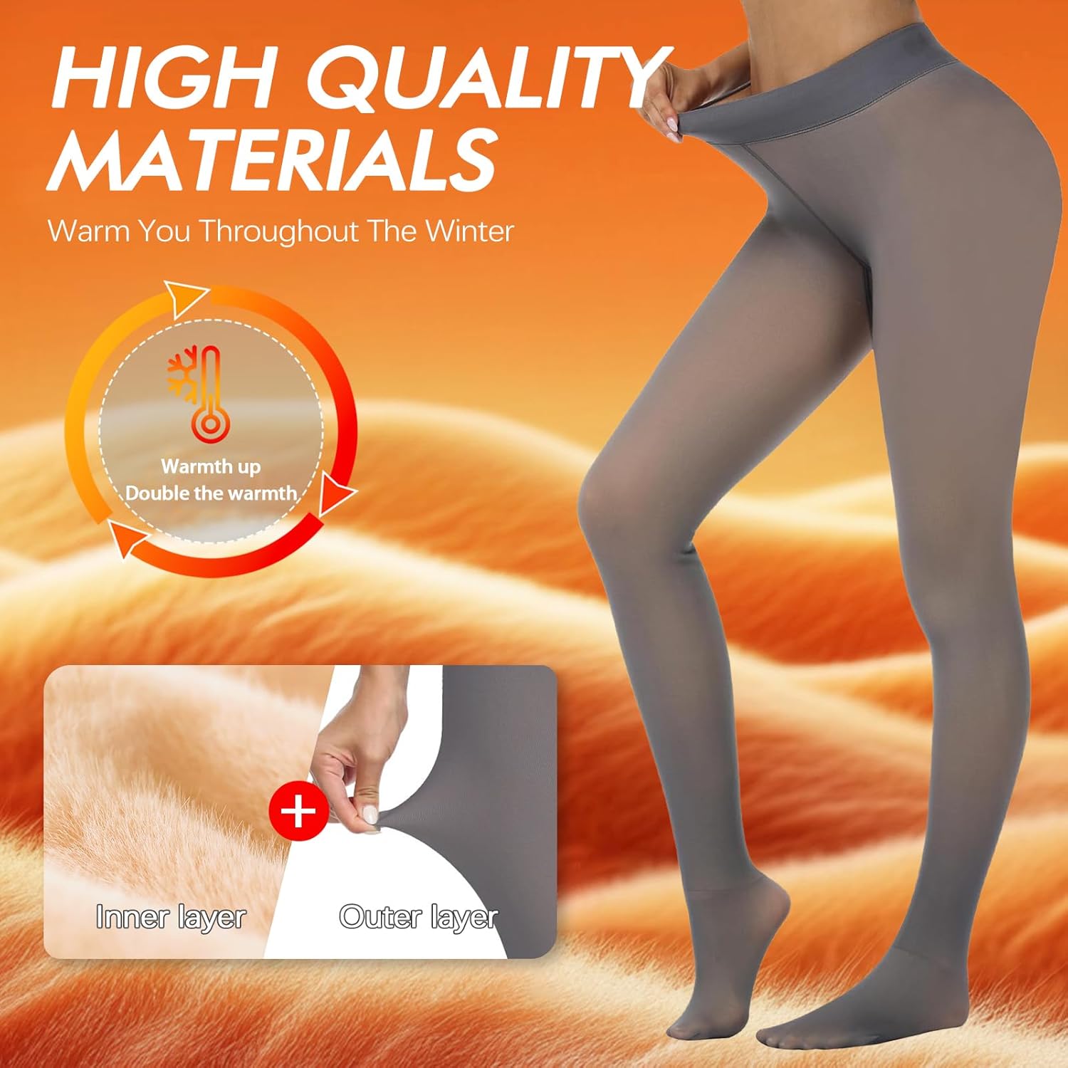 Fleece Lined Tights Sheer Women - Fake Translucent Warm Pantyhose Leggings Sheer Thick Tights for Winter