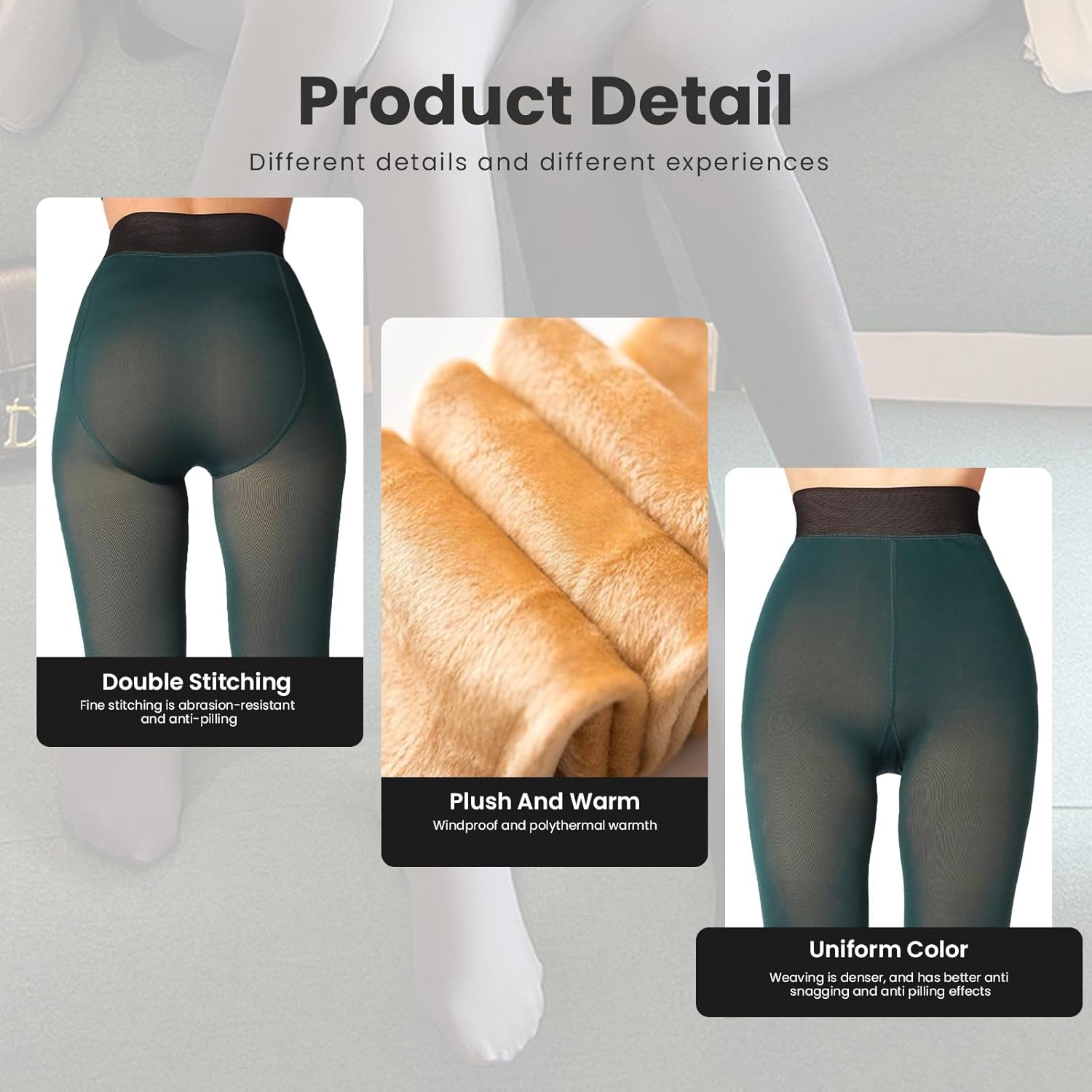 Fleece Lined Tights Sheer Women - Fake Translucent Warm Pantyhose Leggings Sheer Thick Tights for Winter