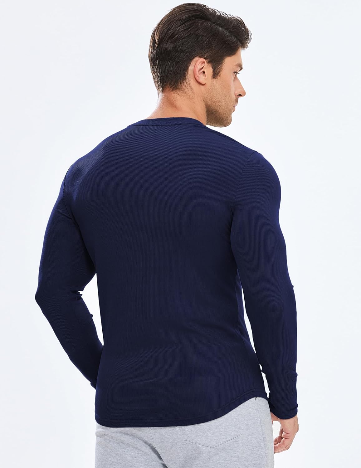 🔥10-Pack For Only $26.78🔥JMIERR Mens Long Sleeve Muscle T Shirts Casual Crewneck Longline Ribbed Tee Shirts