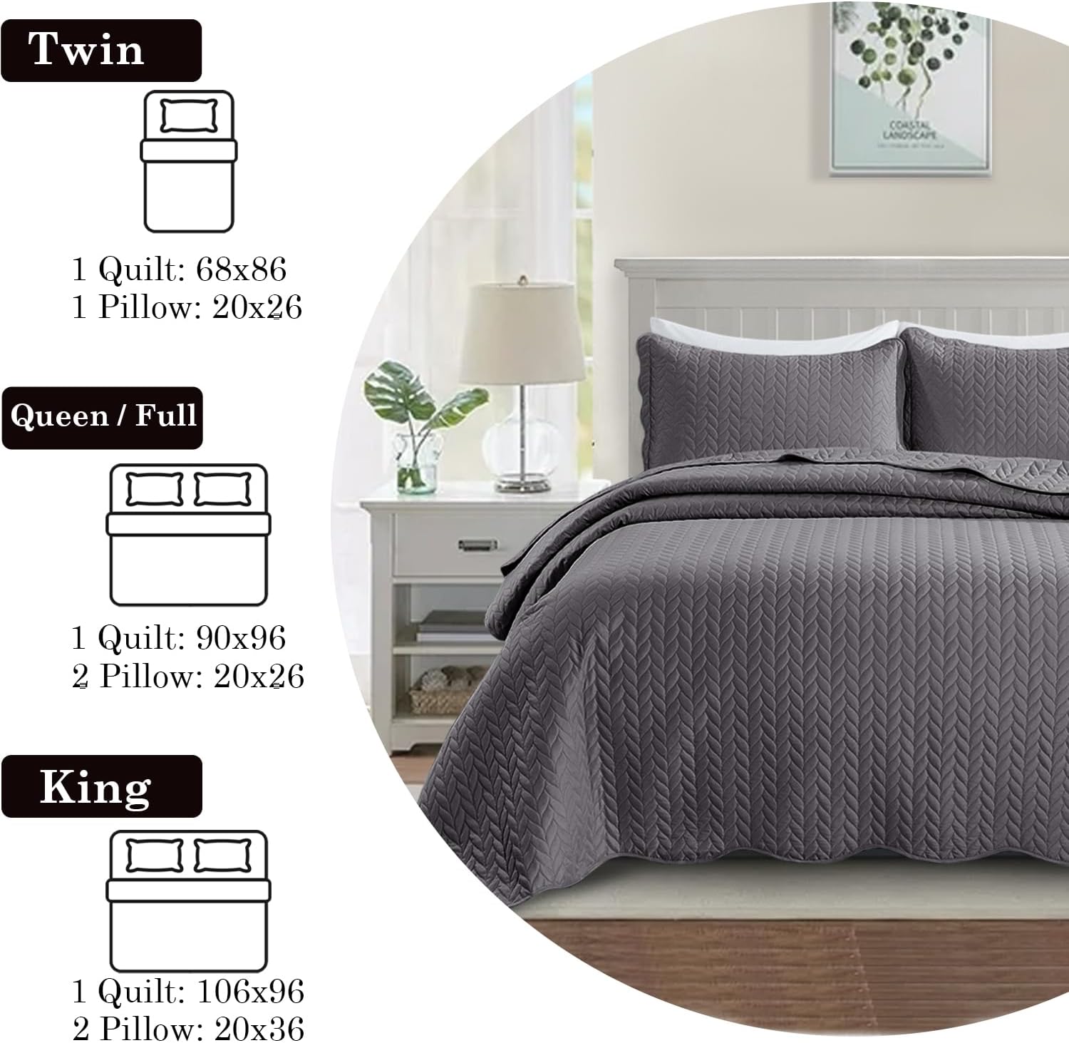 IR Imperial Rooms Twin Quilt Bedding Set Size (68” x 86”) + 1 Pillow Shams (20” x 26” + 2”) - 2 Pcs All Season Lightweight Reversible Microfiber Coverlet Floral Embossed Quilt Bedspread (Burgundy)