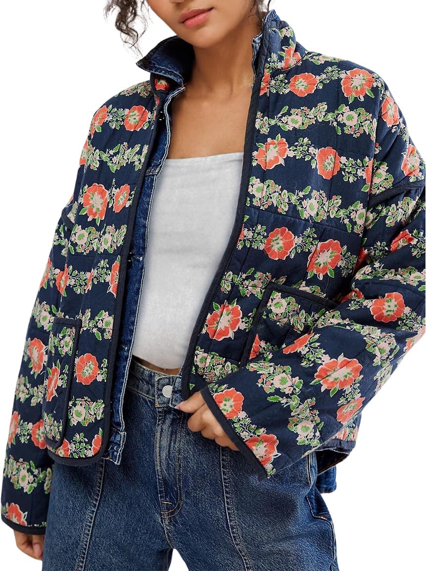 Women's Ditsy Floral Print Drop Shoulder Coat