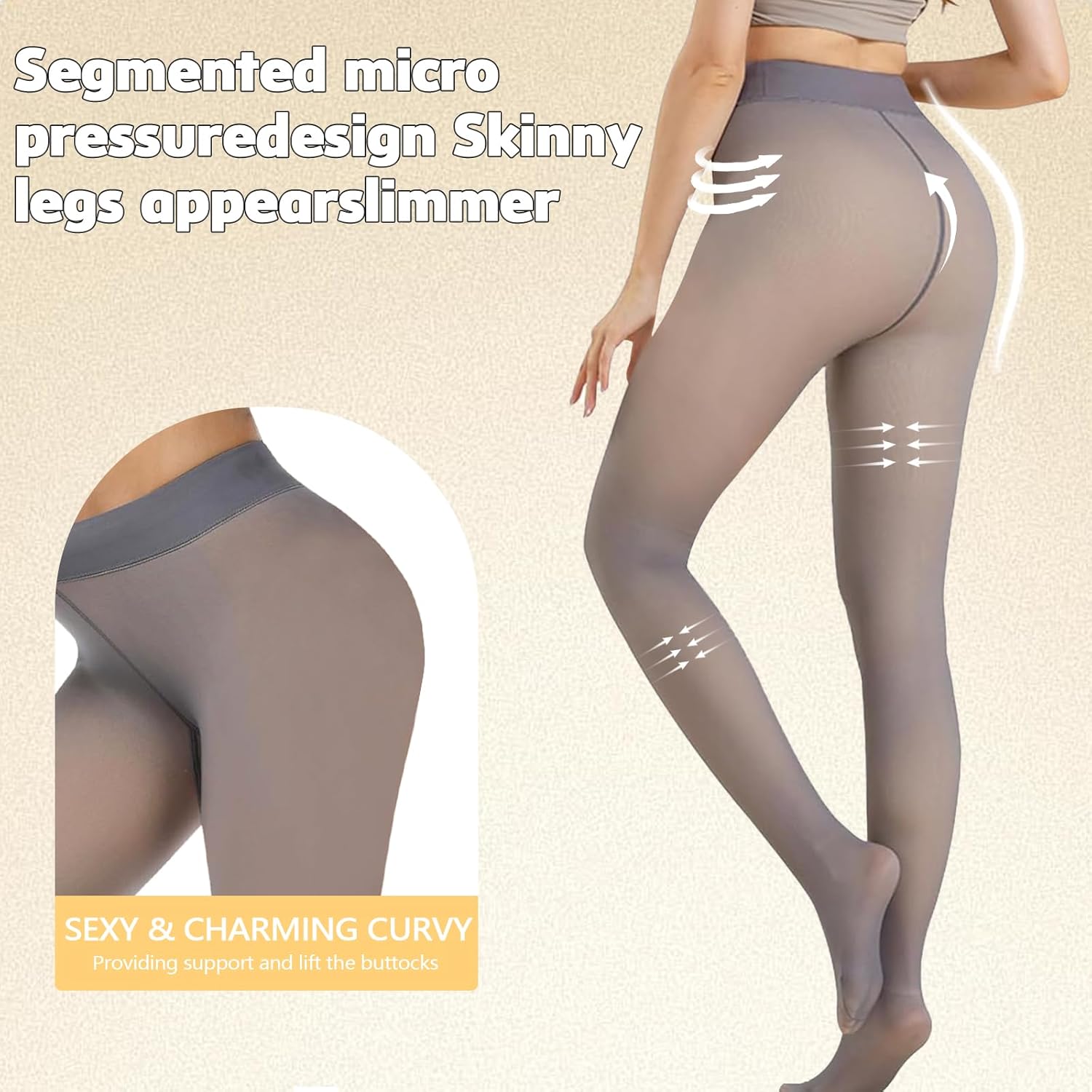 Fleece Lined Tights Sheer Women - Fake Translucent Warm Pantyhose Leggings Sheer Thick Tights for Winter