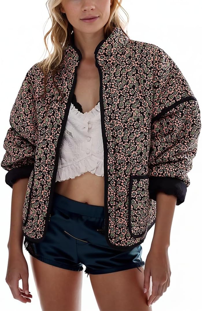 Women's Ditsy Floral Print Drop Shoulder Coat