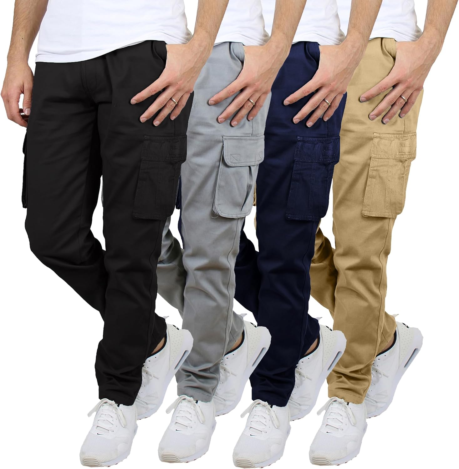 Men's Flex-Stretch Cotton Cargo Pants, 31-Inch Inseam - Comfortable and Durable