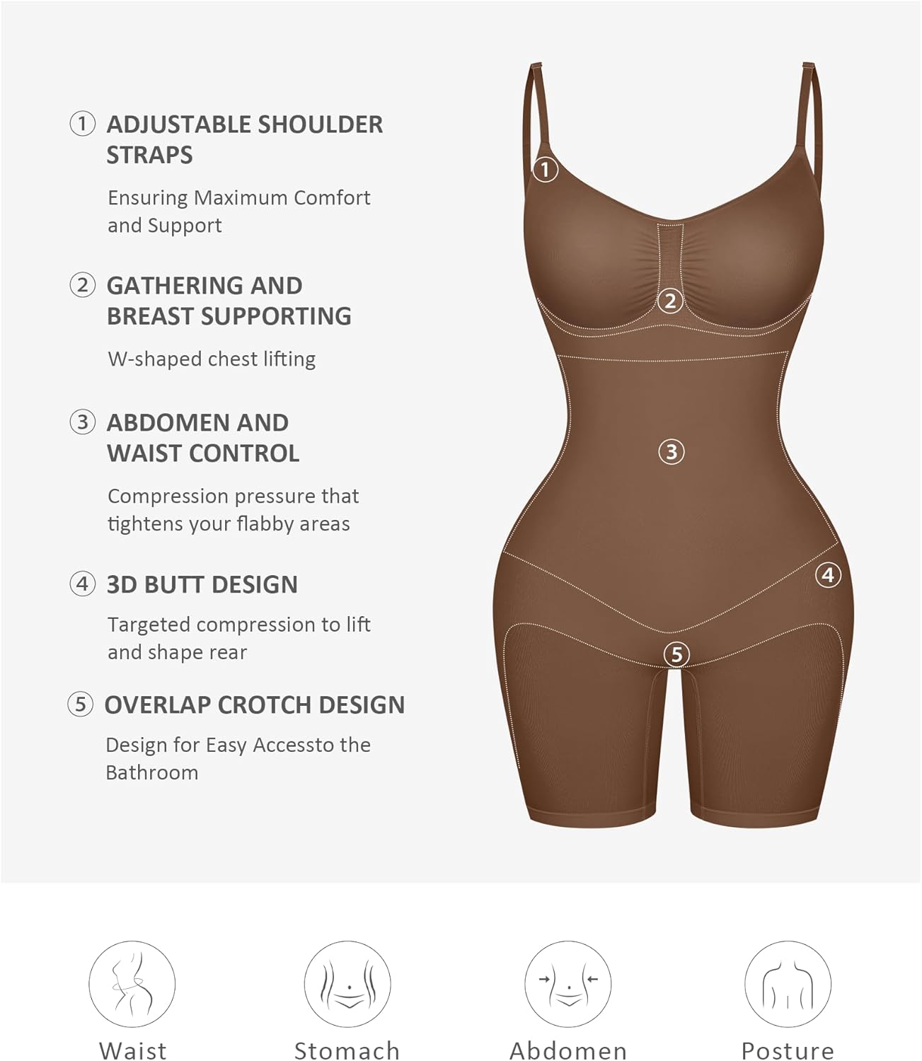FeelinGirl Shapewear Bodysuit Tummy Control Seamless Sculpting Hip Enhancer Body Shaper for Women