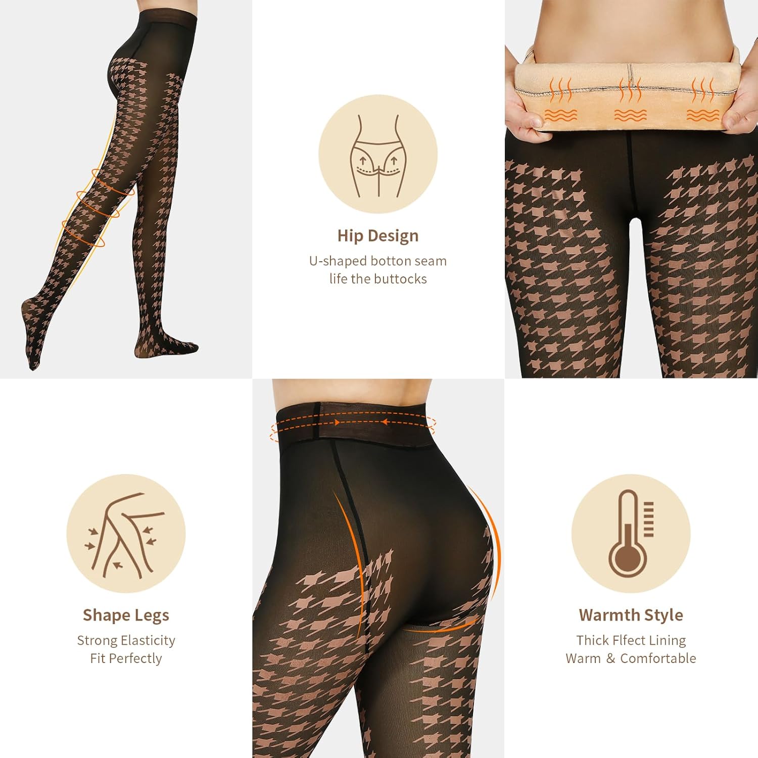 Fleece Lined Tights Sheer Women - Fake Translucent Warm Pantyhose Leggings Sheer Thick Tights for Winter