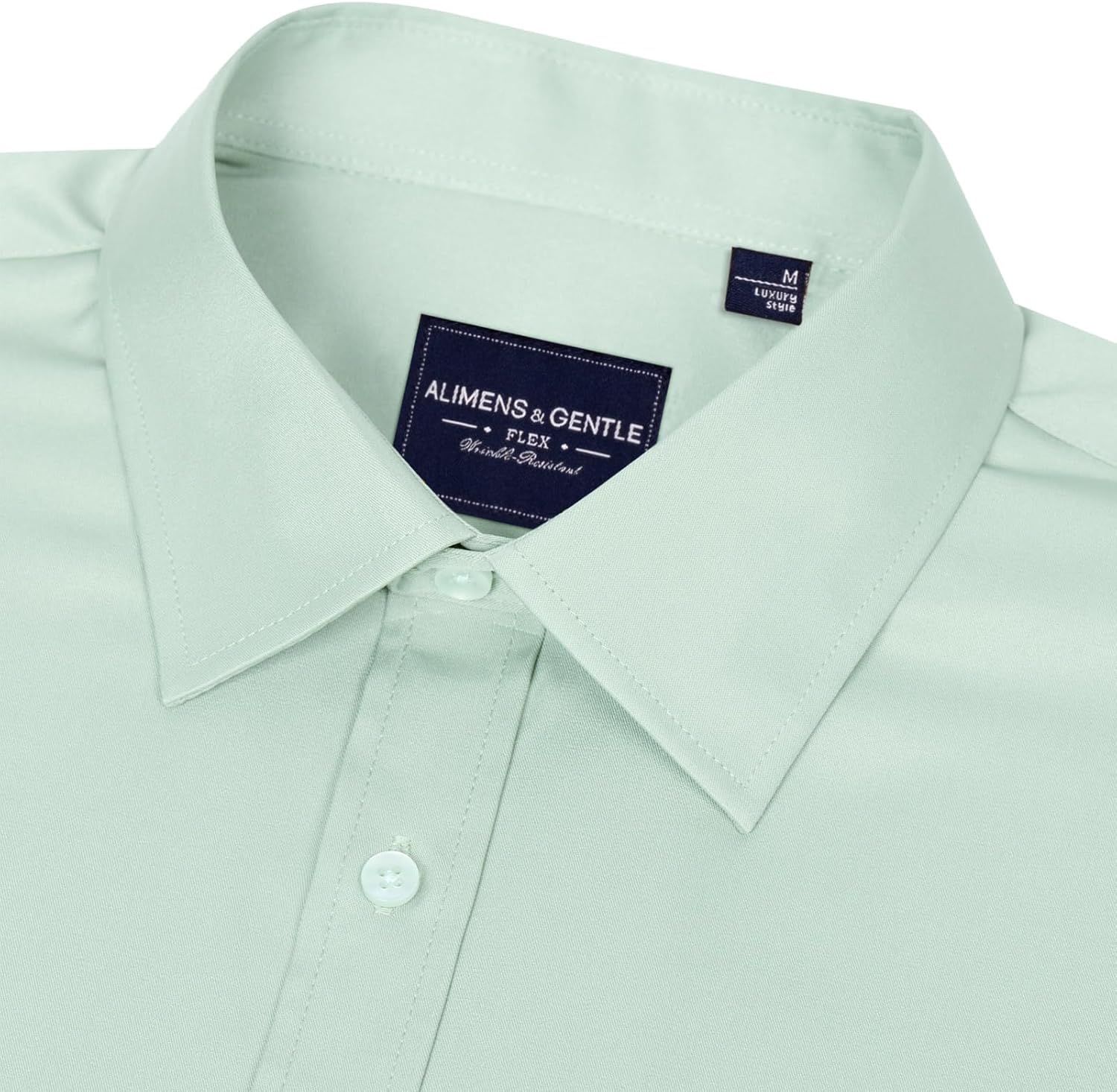 Alimens & Gentle Men's Dress Shirts Long Sleeve Wrinkle-Free Stretch Shirts Solid Formal Button Down Shirt with Pocket