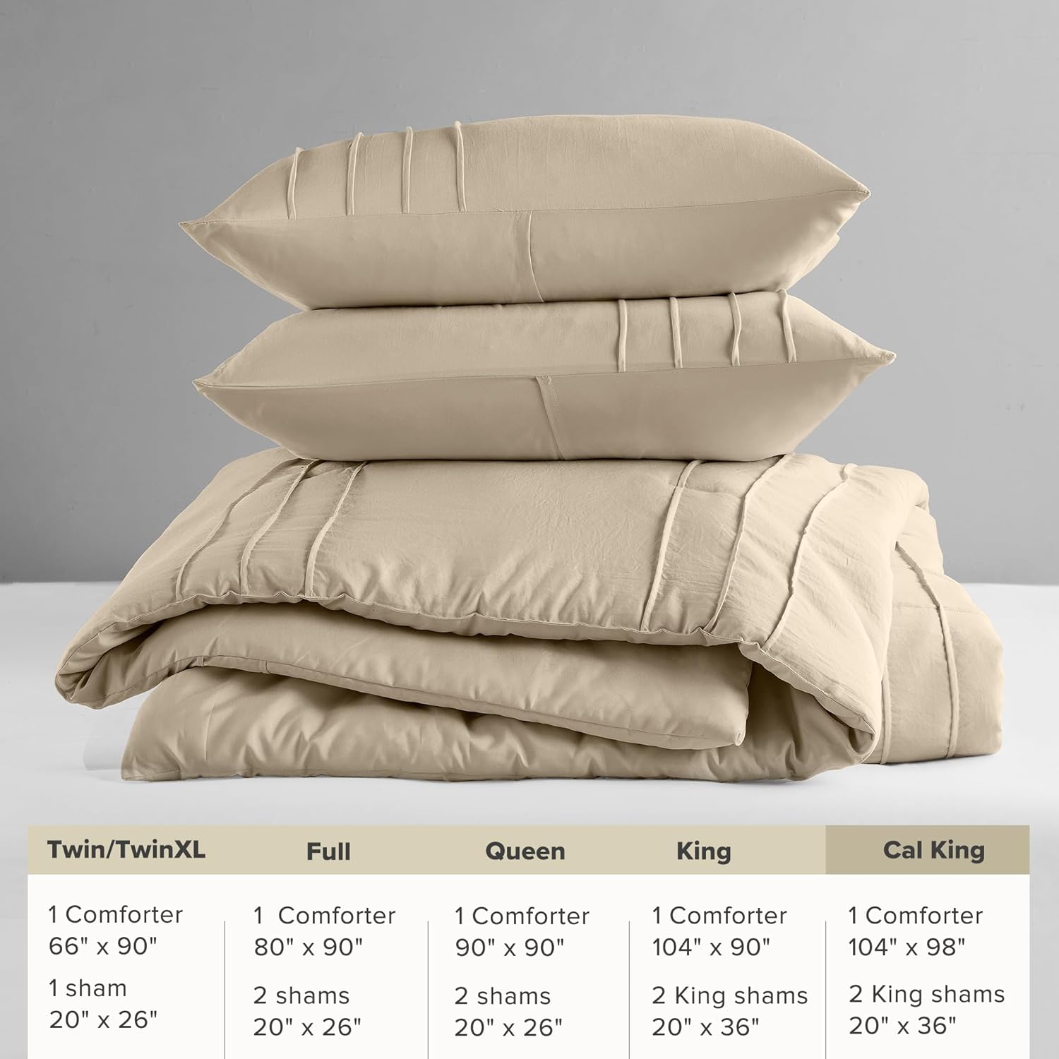 🔥8-Pack Only $26.78🔥3 Piece Pintuck Pleated Comfort Spaces Sage All Season Lightweight Comforter Set