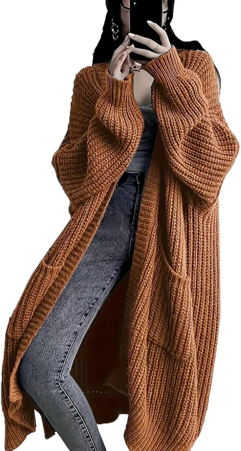 🔥9-PACK ONLY $29.98🔥Womens Long Cardigan Sweaters Open Front Oversized Duster with Pocket for Women 2025 Fall Winter Knit Design Coats