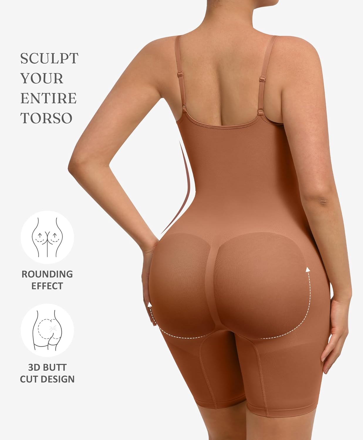 FeelinGirl Shapewear Bodysuit Tummy Control Seamless Sculpting Hip Enhancer Body Shaper for Women