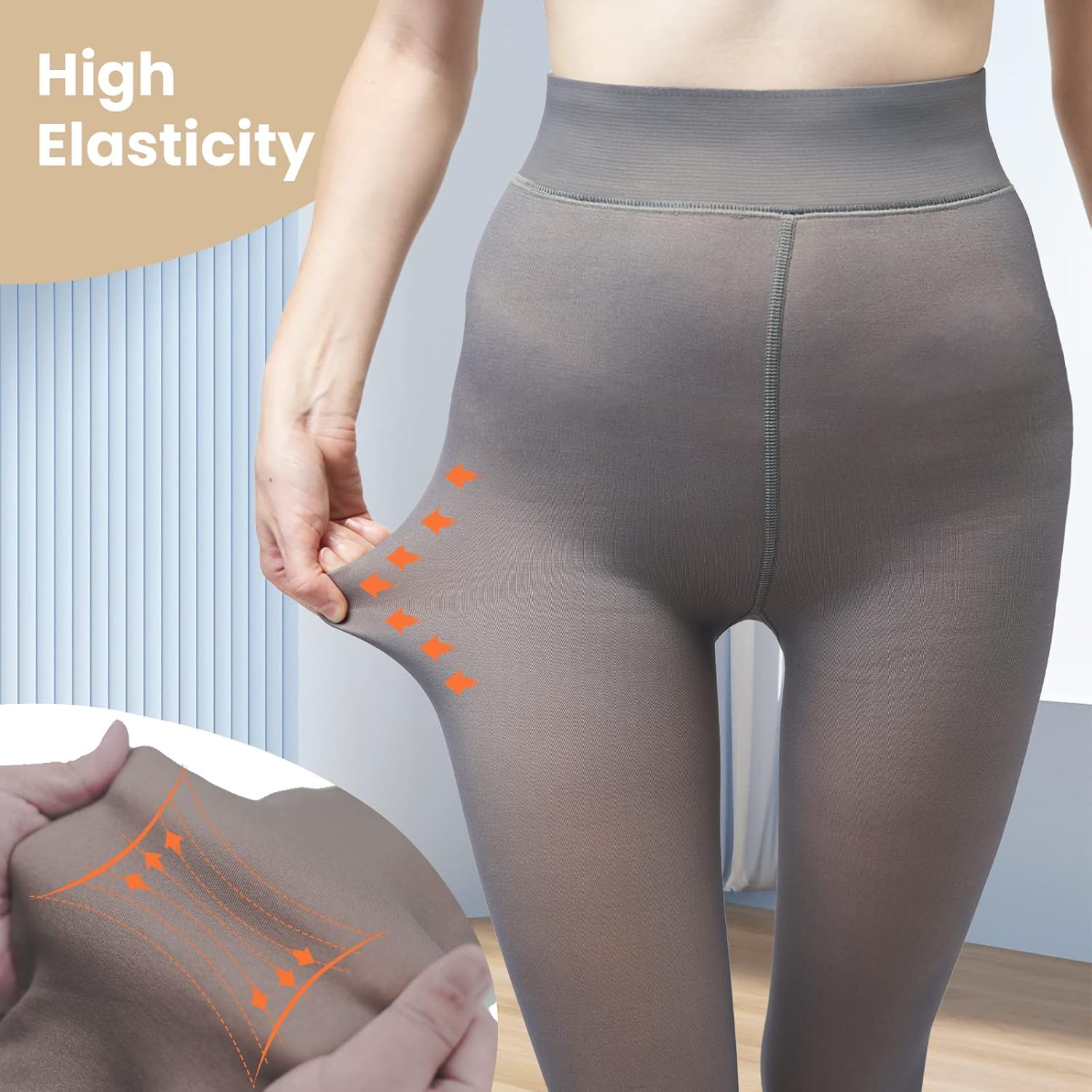 Fleece Lined Tights Sheer Women - Fake Translucent Warm Pantyhose Leggings Sheer Thick Tights for Winter