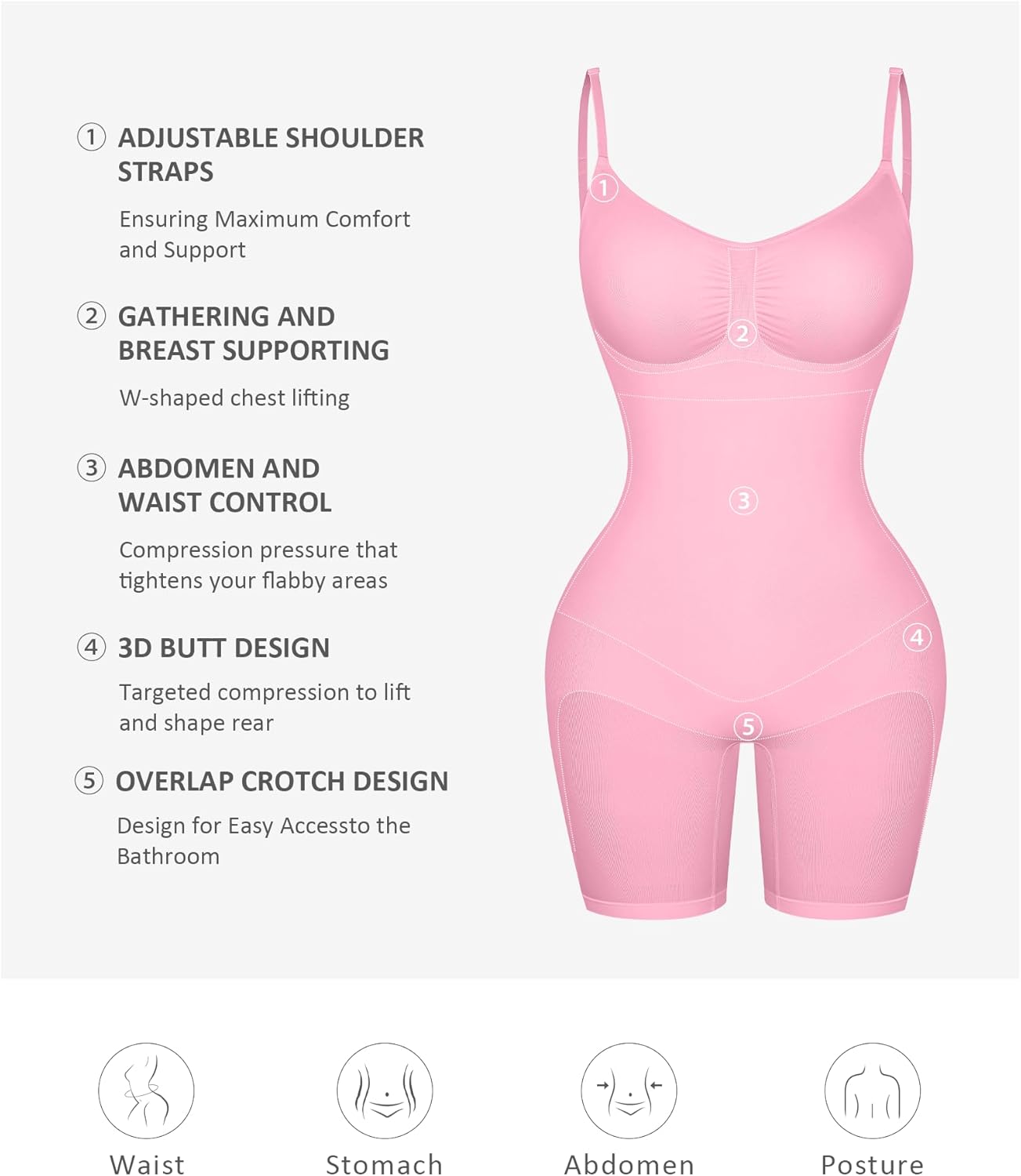 FeelinGirl Shapewear Bodysuit Tummy Control Seamless Sculpting Hip Enhancer Body Shaper for Women