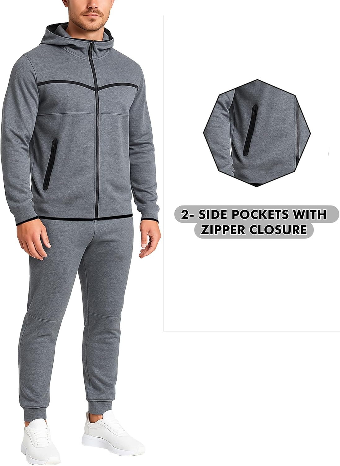 Galaxy by Harvic Men's Slim Fit Tech Fleece Full Zip Tracksuits 2 Piece Sets| Hoodie Sweatsuits