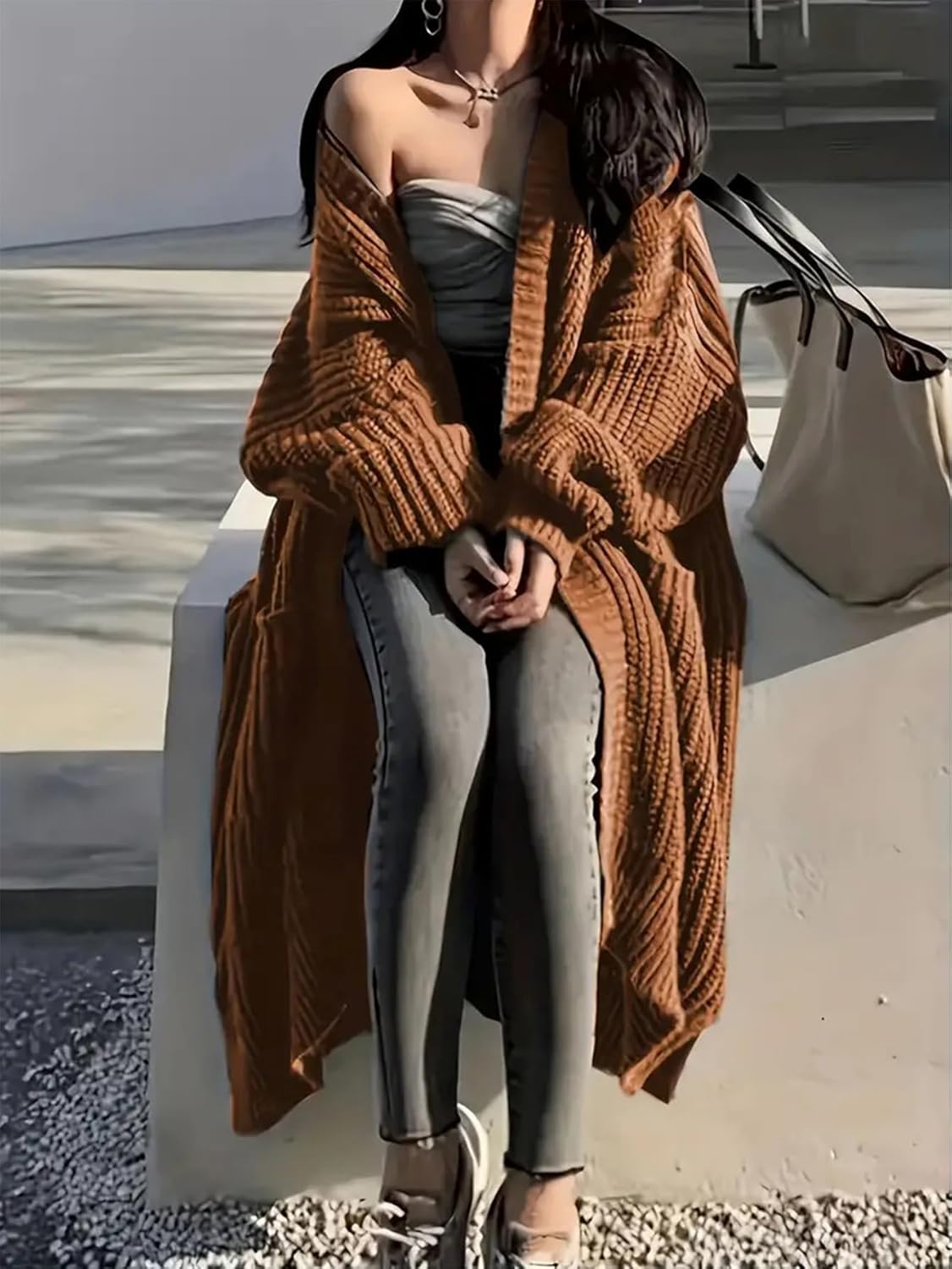 🔥9-PACK ONLY $29.98🔥Womens Long Cardigan Sweaters Open Front Oversized Duster with Pocket for Women 2025 Fall Winter Knit Design Coats