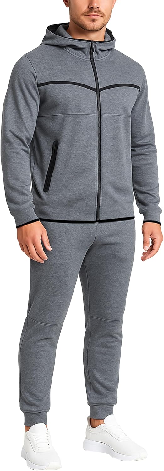 Galaxy by Harvic Men's Slim Fit Tech Fleece Full Zip Tracksuits 2 Piece Sets| Hoodie Sweatsuits