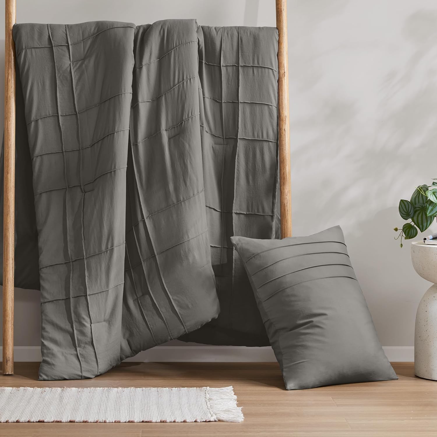 🔥8-Pack Only $26.78🔥3 Piece Pintuck Pleated Comfort Spaces Sage All Season Lightweight Comforter Set
