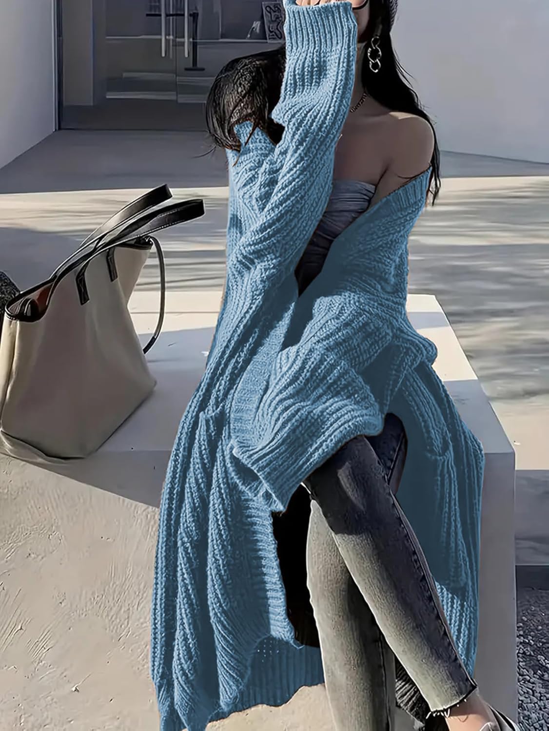 🔥9-PACK ONLY $29.98🔥Womens Long Cardigan Sweaters Open Front Oversized Duster with Pocket for Women 2025 Fall Winter Knit Design Coats