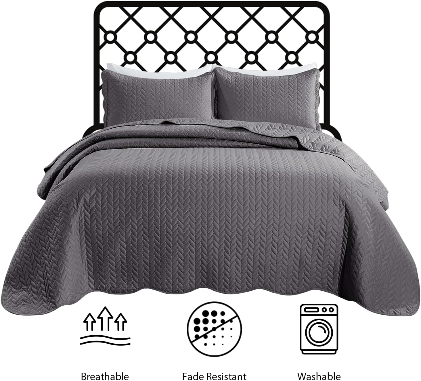 IR Imperial Rooms Twin Quilt Bedding Set Size (68” x 86”) + 1 Pillow Shams (20” x 26” + 2”) - 2 Pcs All Season Lightweight Reversible Microfiber Coverlet Floral Embossed Quilt Bedspread (Burgundy)
