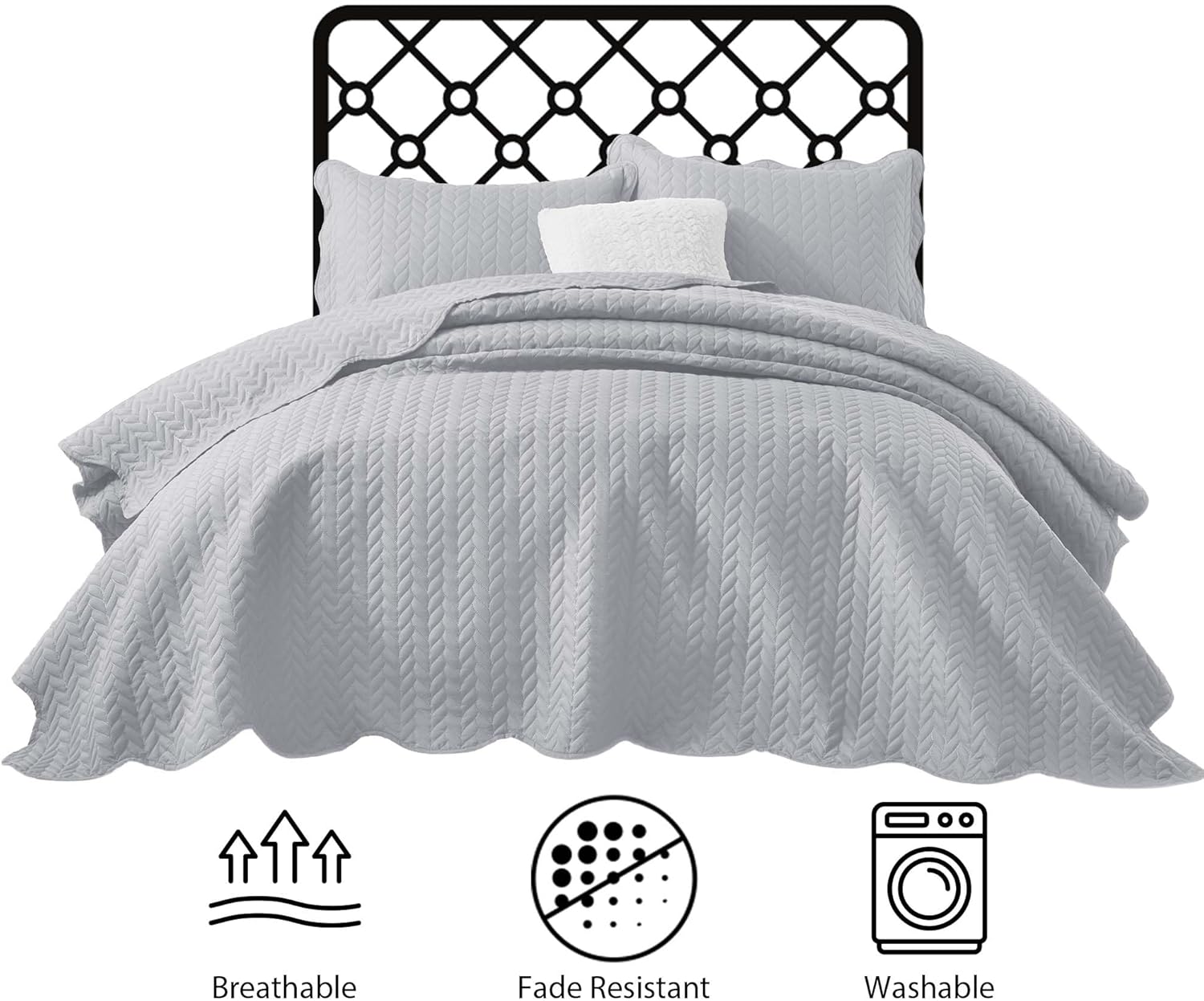 IR Imperial Rooms Twin Quilt Bedding Set Size (68” x 86”) + 1 Pillow Shams (20” x 26” + 2”) - 2 Pcs All Season Lightweight Reversible Microfiber Coverlet Floral Embossed Quilt Bedspread (Burgundy)