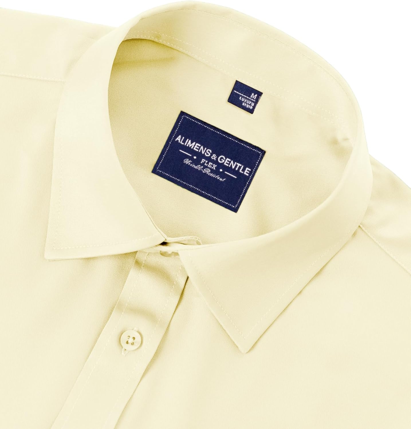 Alimens & Gentle Men's Dress Shirts Long Sleeve Wrinkle-Free Stretch Shirts Solid Formal Button Down Shirt with Pocket