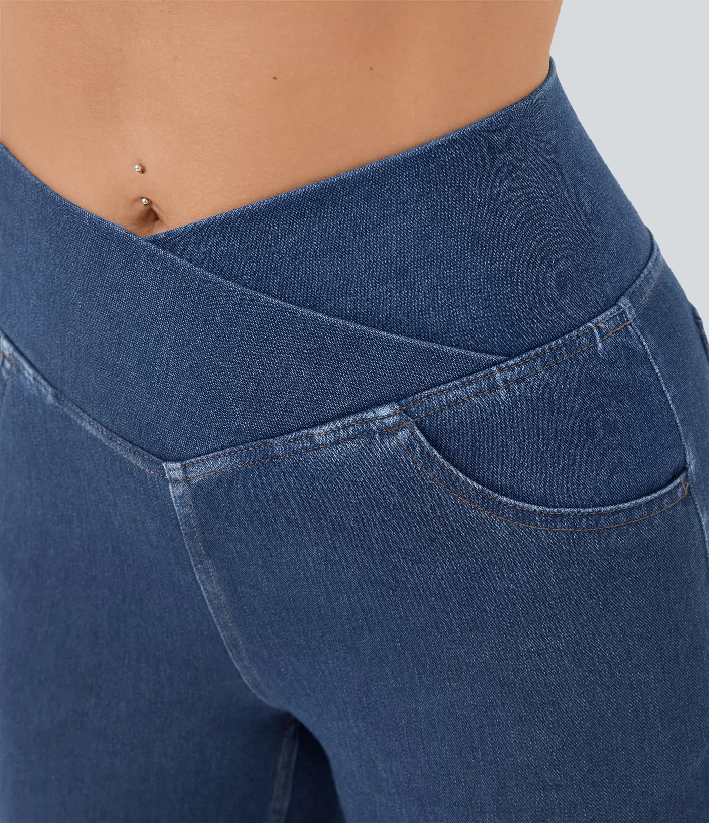 🔥8-PACK ONLY $25.98🔥Stretchy Denim High Waisted Crossover Flare Pants