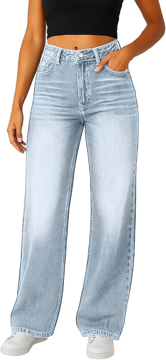 🔥18-Pack Today Only $35.98🔥Women's Trendy Denim High Waist Multi-Pocket Wide Leg Jeans