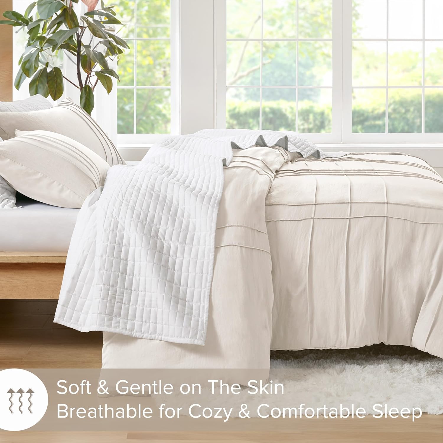 🔥8-Pack Only $26.78🔥3 Piece Pintuck Pleated Comfort Spaces Sage All Season Lightweight Comforter Set