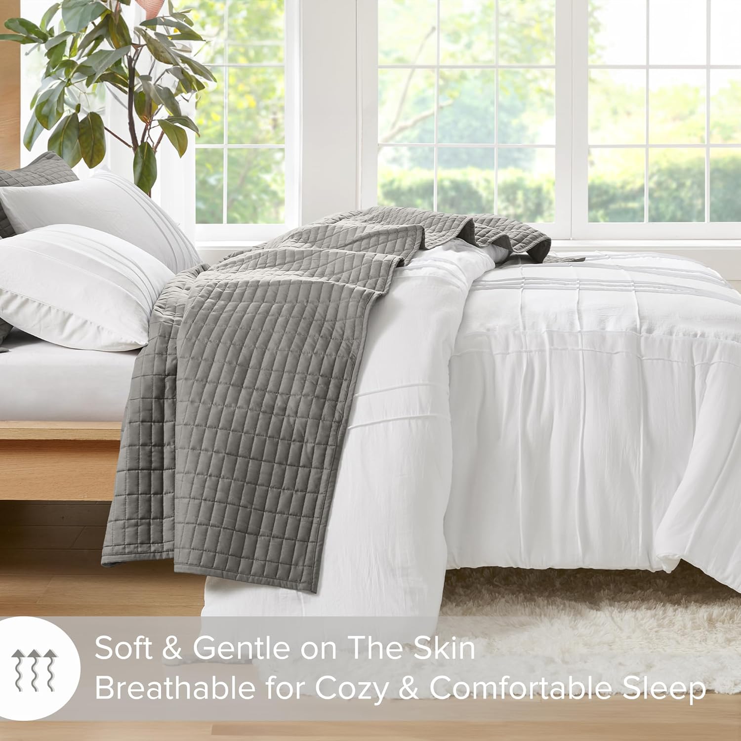 🔥8-Pack Only $26.78🔥3 Piece Pintuck Pleated Comfort Spaces Sage All Season Lightweight Comforter Set