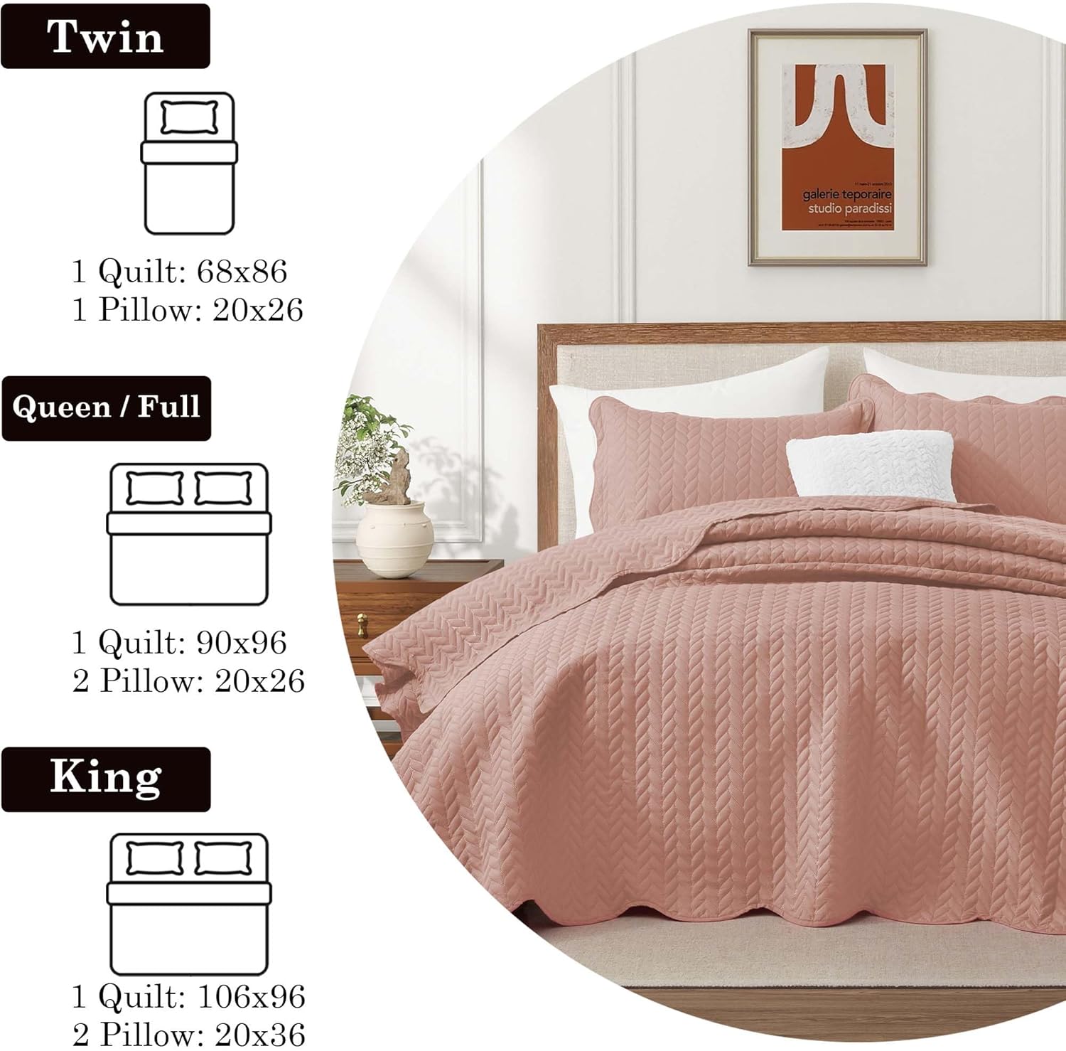 IR Imperial Rooms Twin Quilt Bedding Set Size (68” x 86”) + 1 Pillow Shams (20” x 26” + 2”) - 2 Pcs All Season Lightweight Reversible Microfiber Coverlet Floral Embossed Quilt Bedspread (Burgundy)