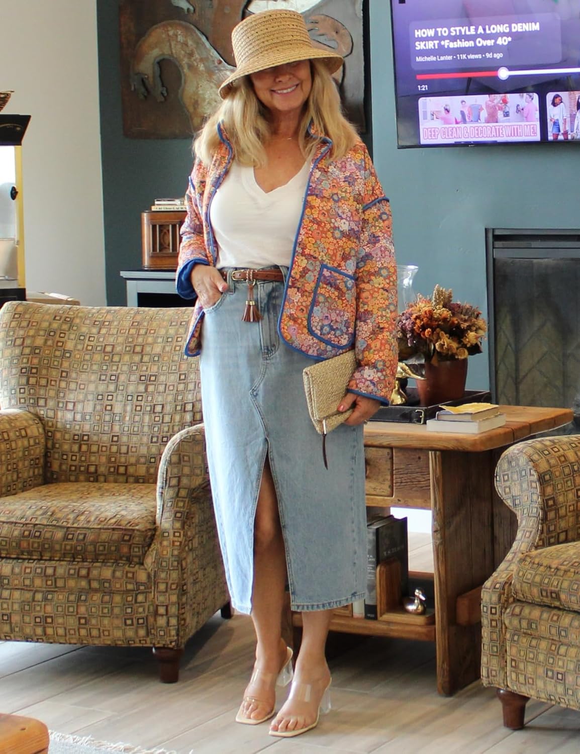 Women's Ditsy Floral Print Drop Shoulder Coat