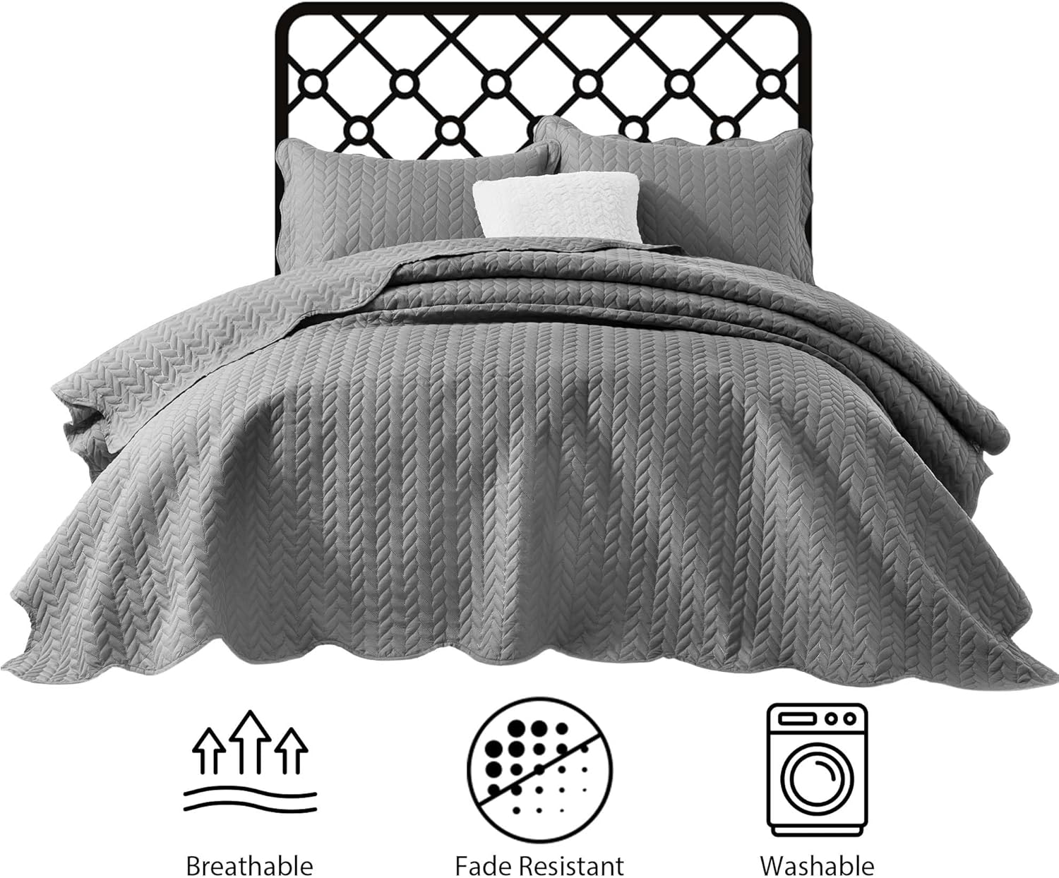 IR Imperial Rooms Twin Quilt Bedding Set Size (68” x 86”) + 1 Pillow Shams (20” x 26” + 2”) - 2 Pcs All Season Lightweight Reversible Microfiber Coverlet Floral Embossed Quilt Bedspread (Burgundy)