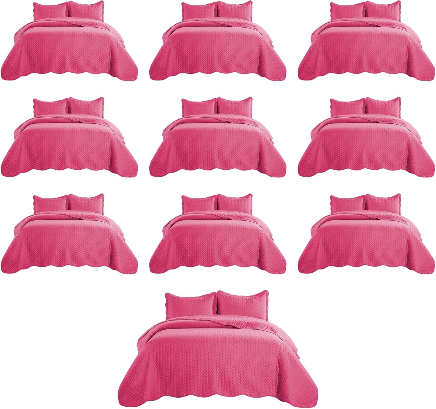 IR Imperial Rooms Twin Quilt Bedding Set Size (68” x 86”) + 1 Pillow Shams (20” x 26” + 2”) - 2 Pcs All Season Lightweight Reversible Microfiber Coverlet Floral Embossed Quilt Bedspread (Burgundy)