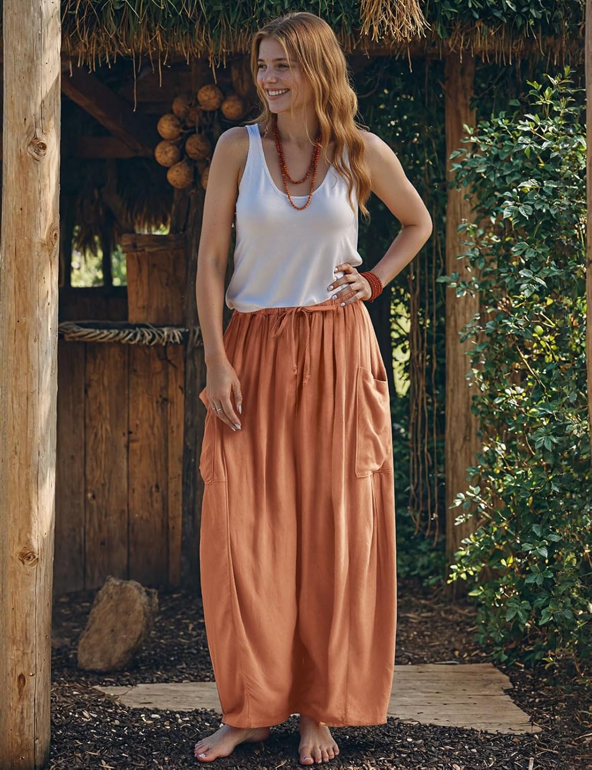 🔥10 Packs Only $25.98 🔥TARSE Womens Linen Wide Leg Pants Casual Loose Drawstring Summer Beach Travel Vacation Palazzo Harem Pants with Pockets