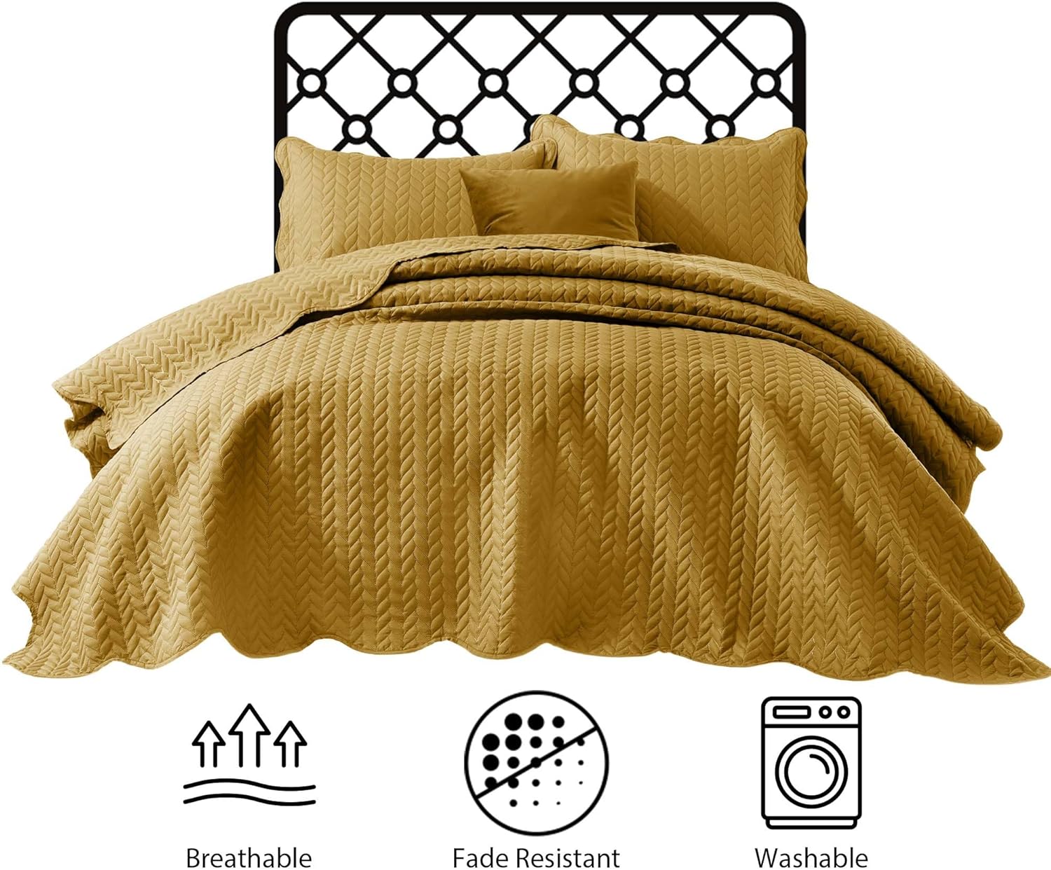 IR Imperial Rooms Twin Quilt Bedding Set Size (68” x 86”) + 1 Pillow Shams (20” x 26” + 2”) - 2 Pcs All Season Lightweight Reversible Microfiber Coverlet Floral Embossed Quilt Bedspread (Burgundy)