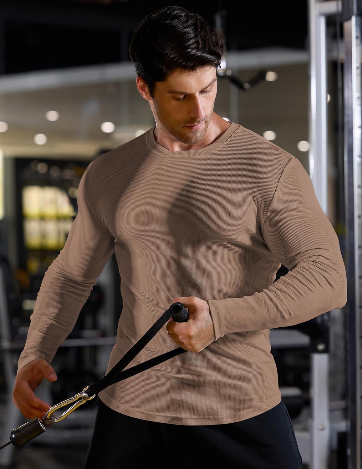 🔥10-Pack For Only $26.78🔥JMIERR Mens Long Sleeve Muscle T Shirts Casual Crewneck Longline Ribbed Tee Shirts