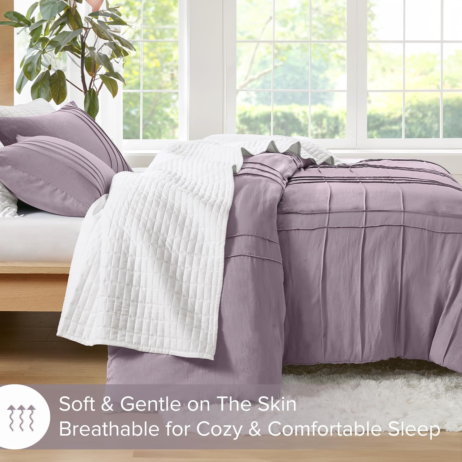 🔥8-Pack Only $26.78🔥3 Piece Pintuck Pleated Comfort Spaces Sage All Season Lightweight Comforter Set