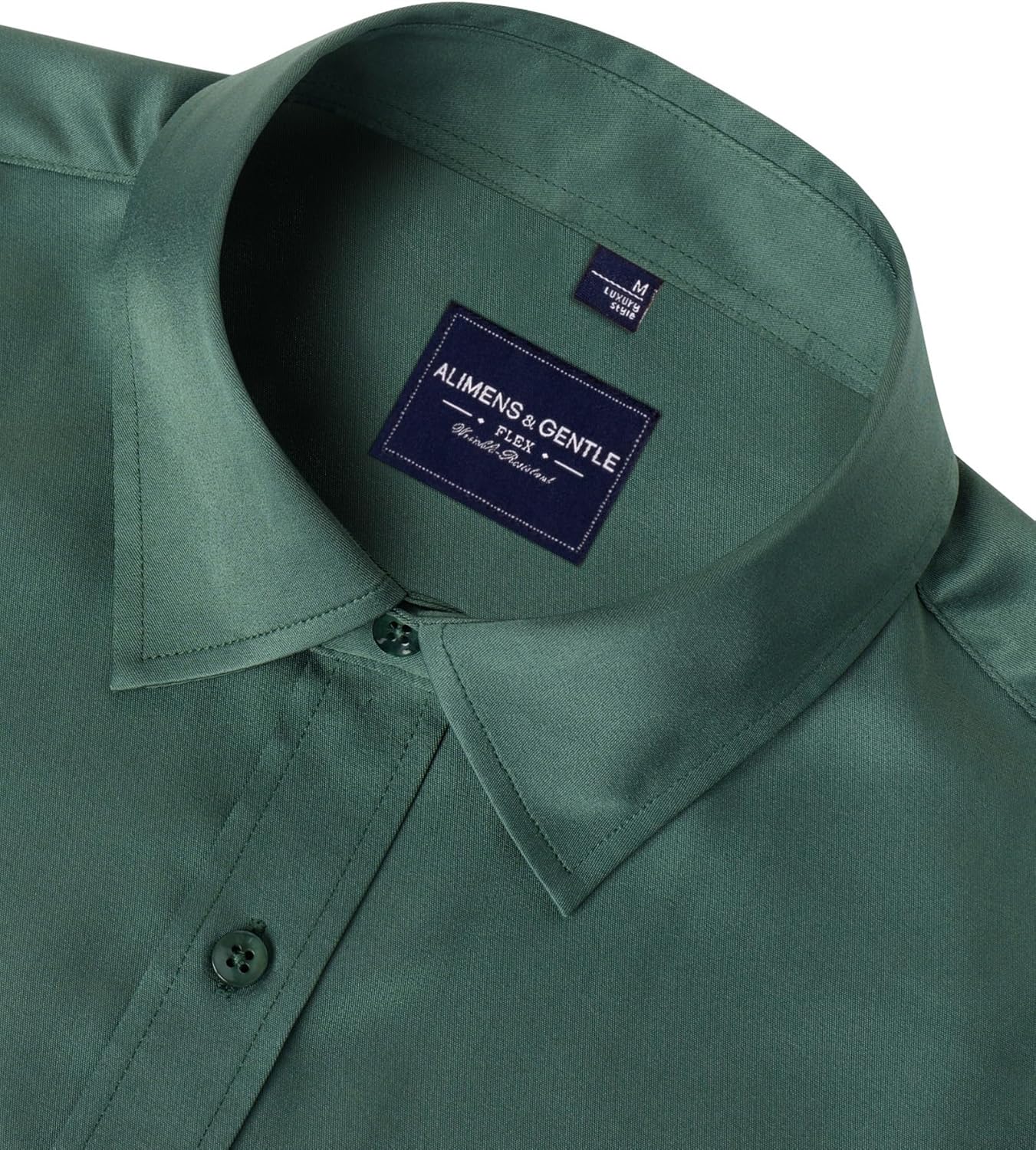 Alimens & Gentle Men's Dress Shirts Long Sleeve Wrinkle-Free Stretch Shirts Solid Formal Button Down Shirt with Pocket