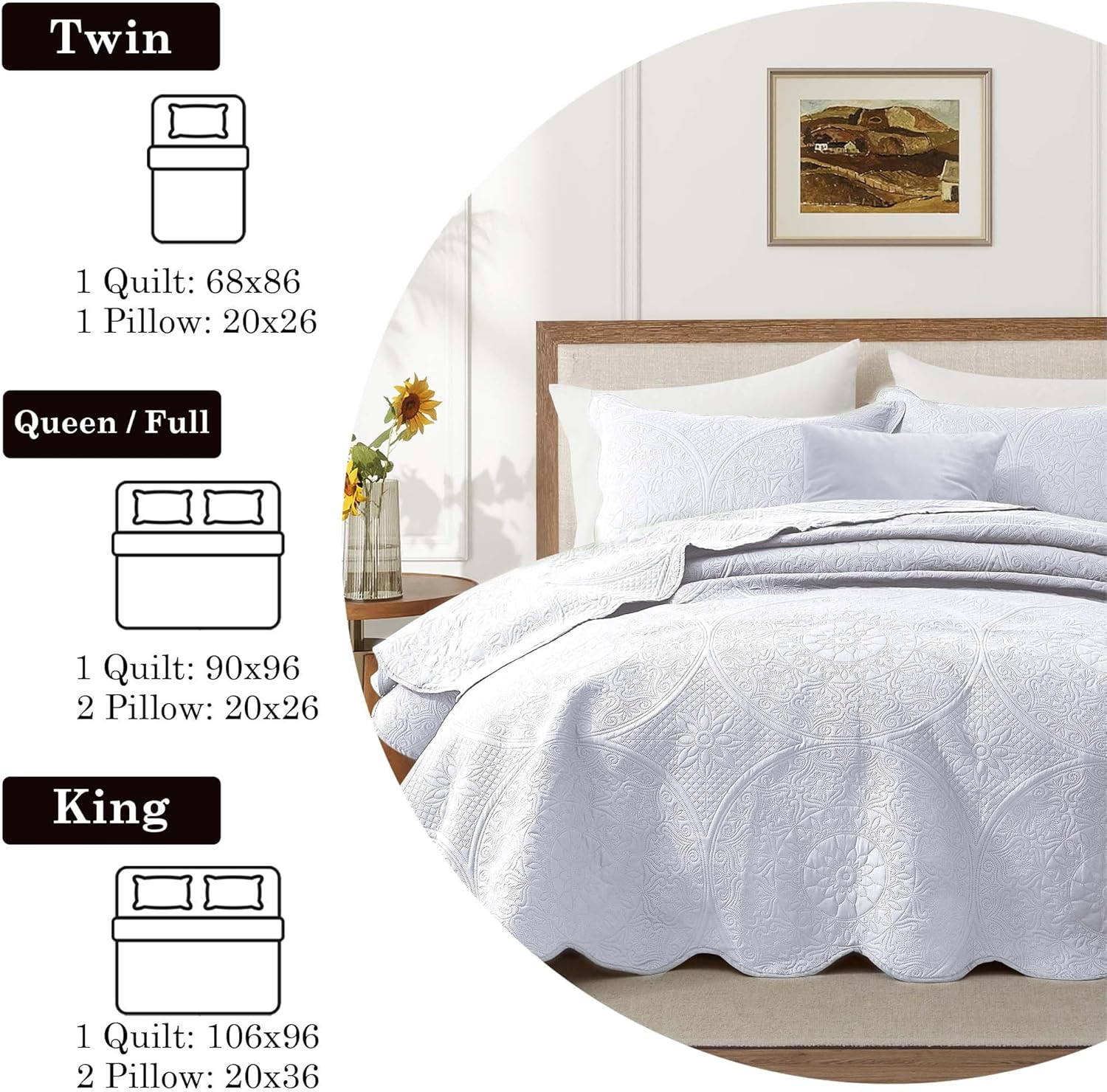 IR Imperial Rooms Twin Quilt Bedding Set Size (68” x 86”) + 1 Pillow Shams (20” x 26” + 2”) - 2 Pcs All Season Lightweight Reversible Microfiber Coverlet Floral Embossed Quilt Bedspread (Burgundy)