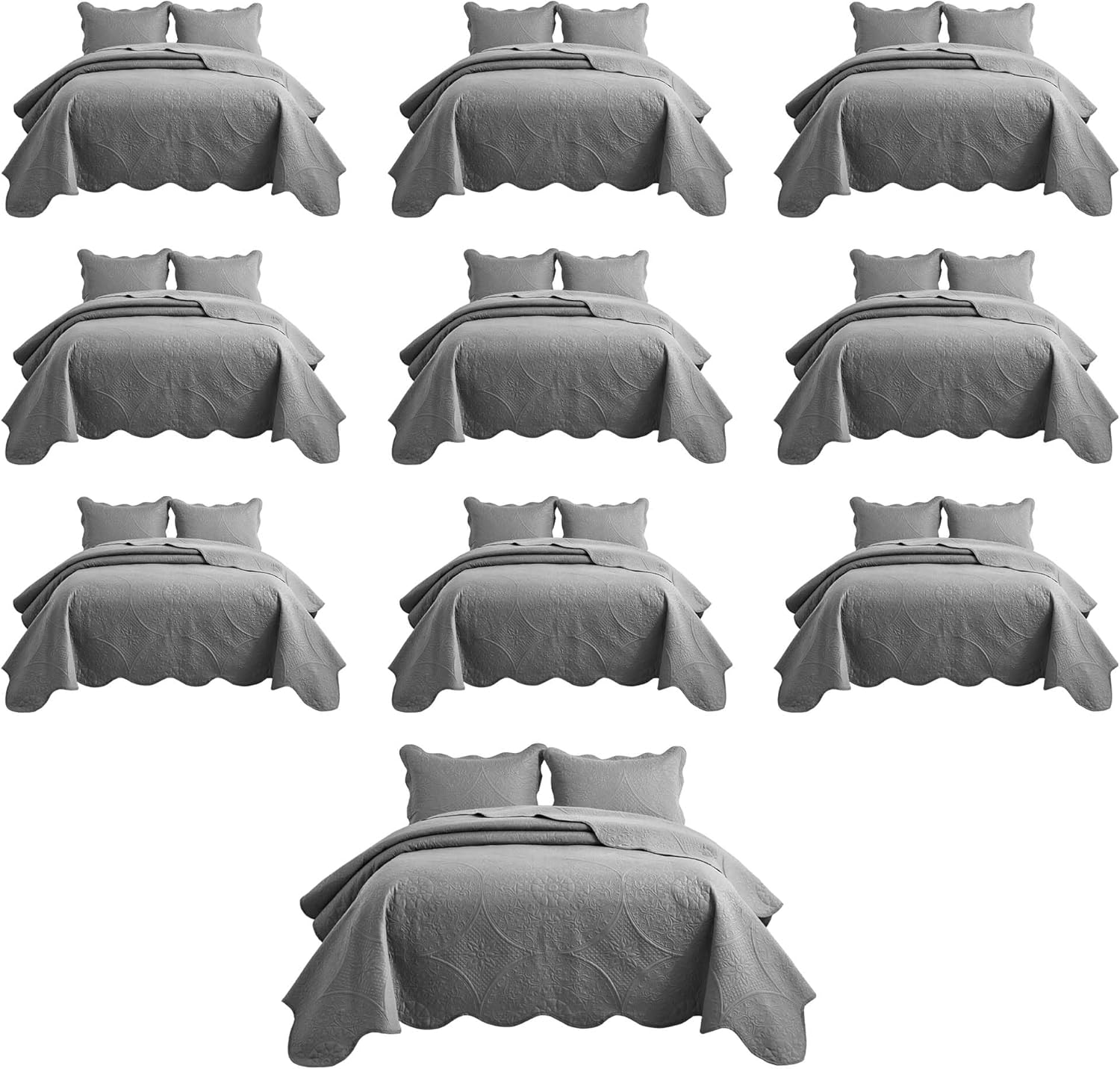 IR Imperial Rooms Twin Quilt Bedding Set Size (68” x 86”) + 1 Pillow Shams (20” x 26” + 2”) - 2 Pcs All Season Lightweight Reversible Microfiber Coverlet Floral Embossed Quilt Bedspread (Burgundy)