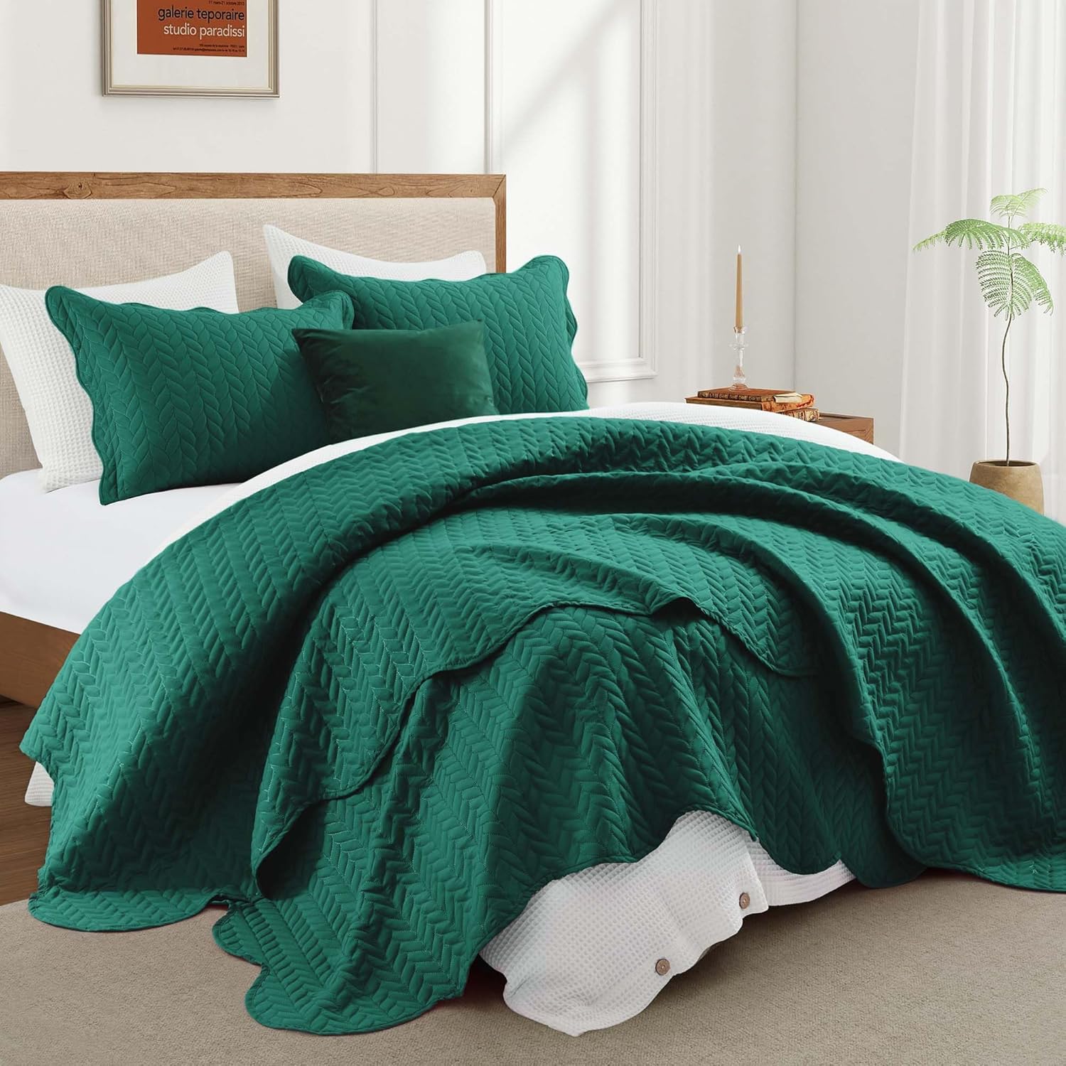 IR Imperial Rooms Twin Quilt Bedding Set Size (68” x 86”) + 1 Pillow Shams (20” x 26” + 2”) - 2 Pcs All Season Lightweight Reversible Microfiber Coverlet Floral Embossed Quilt Bedspread (Burgundy)