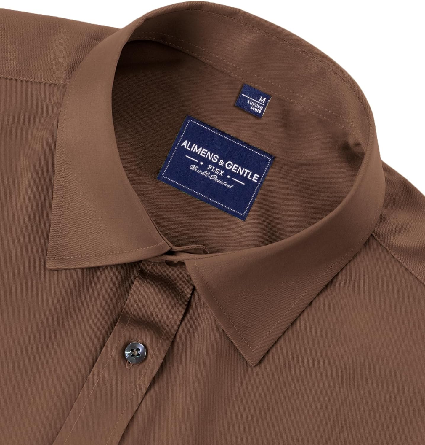 Alimens & Gentle Men's Dress Shirts Long Sleeve Wrinkle-Free Stretch Shirts Solid Formal Button Down Shirt with Pocket