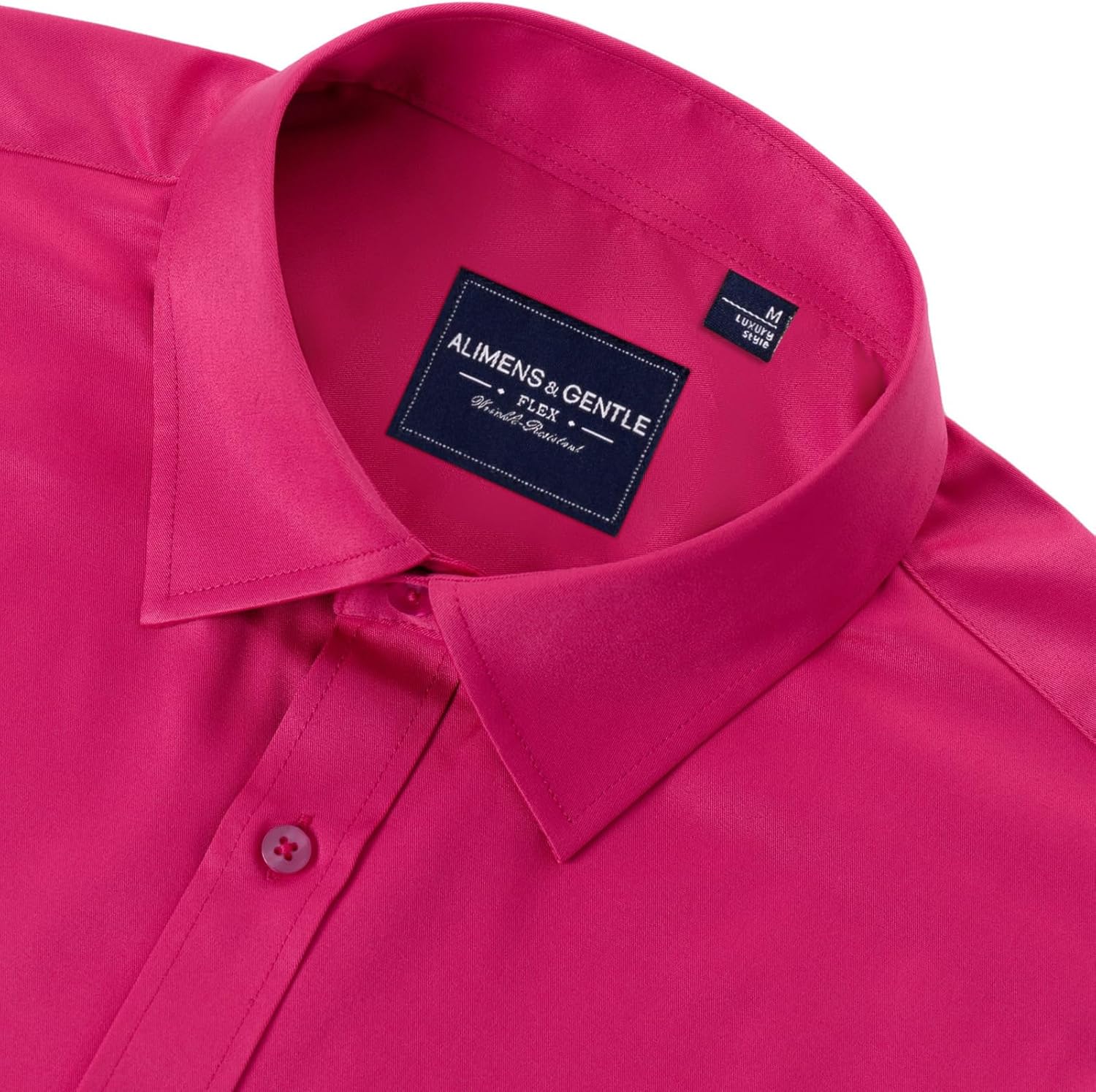 Alimens & Gentle Men's Dress Shirts Long Sleeve Wrinkle-Free Stretch Shirts Solid Formal Button Down Shirt with Pocket