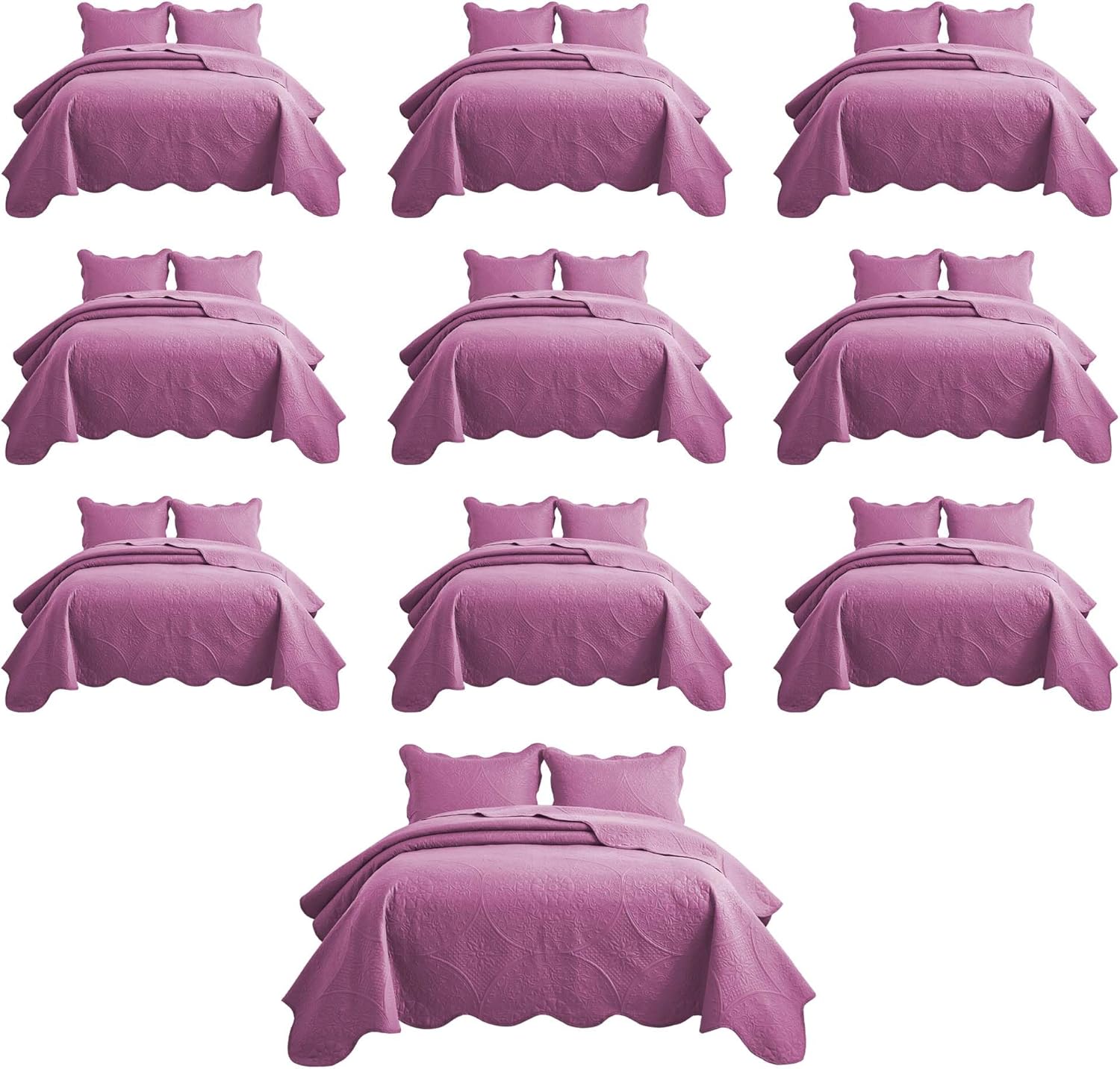 IR Imperial Rooms Twin Quilt Bedding Set Size (68” x 86”) + 1 Pillow Shams (20” x 26” + 2”) - 2 Pcs All Season Lightweight Reversible Microfiber Coverlet Floral Embossed Quilt Bedspread (Burgundy)