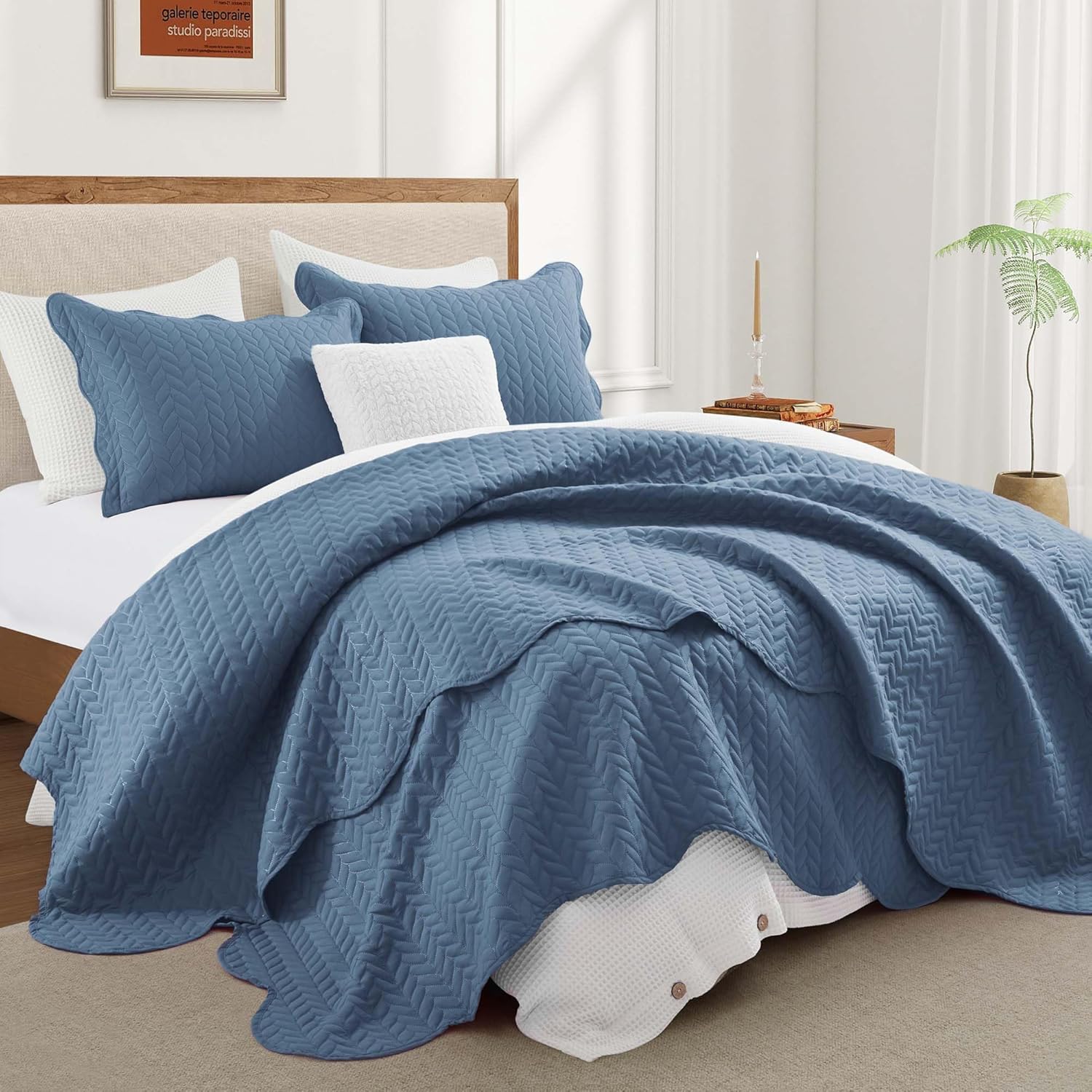 IR Imperial Rooms Twin Quilt Bedding Set Size (68” x 86”) + 1 Pillow Shams (20” x 26” + 2”) - 2 Pcs All Season Lightweight Reversible Microfiber Coverlet Floral Embossed Quilt Bedspread (Burgundy)