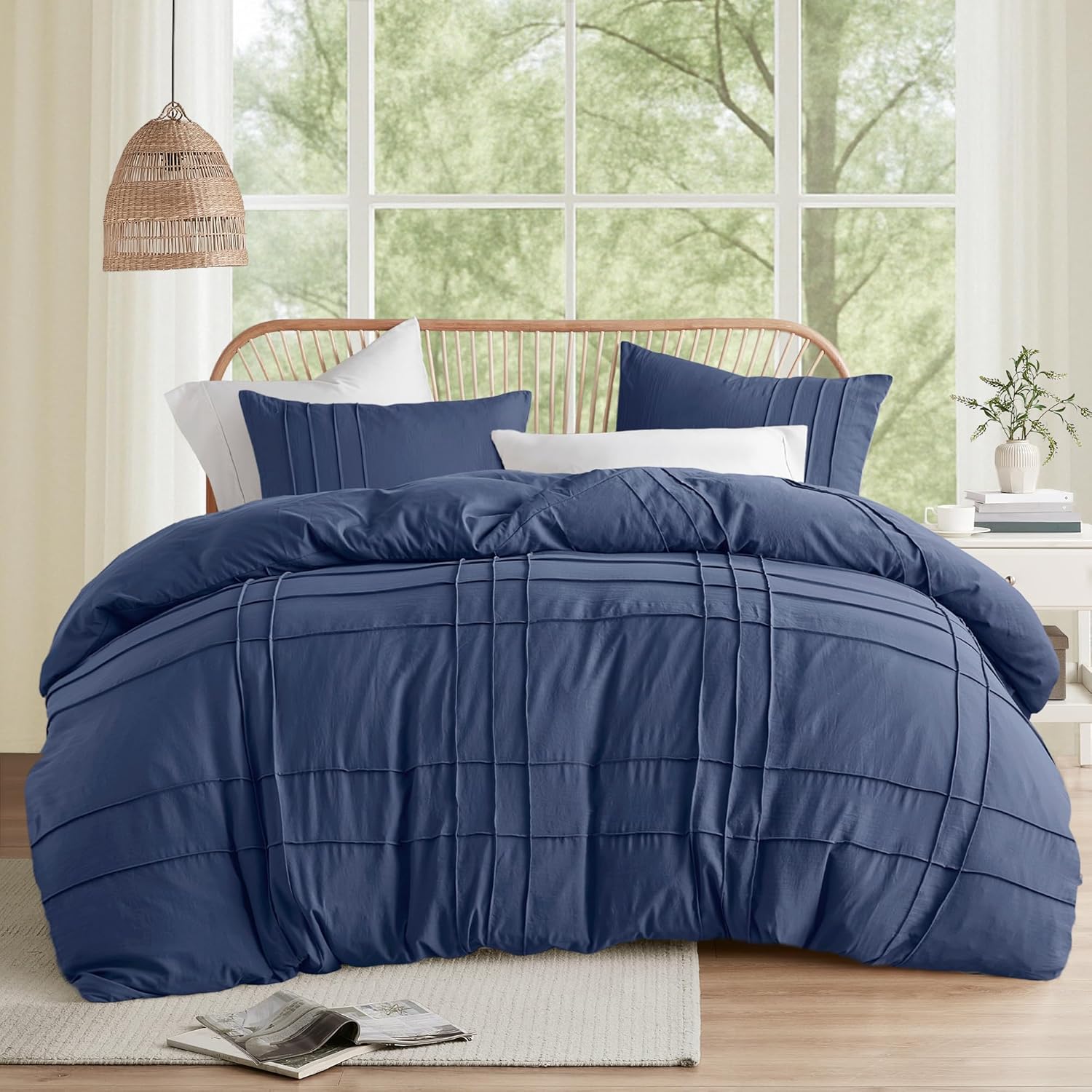 🔥8-Pack Only $26.78🔥3 Piece Pintuck Pleated Comfort Spaces Sage All Season Lightweight Comforter Set